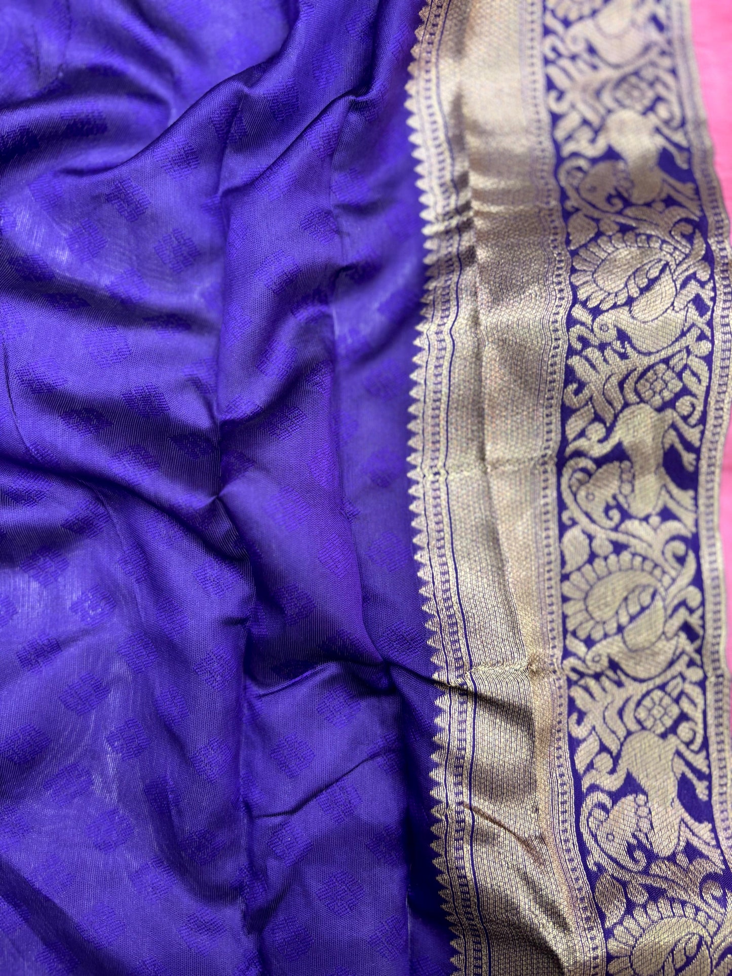 Fushsia Pink Woven Design Banarasi Saree by My Store