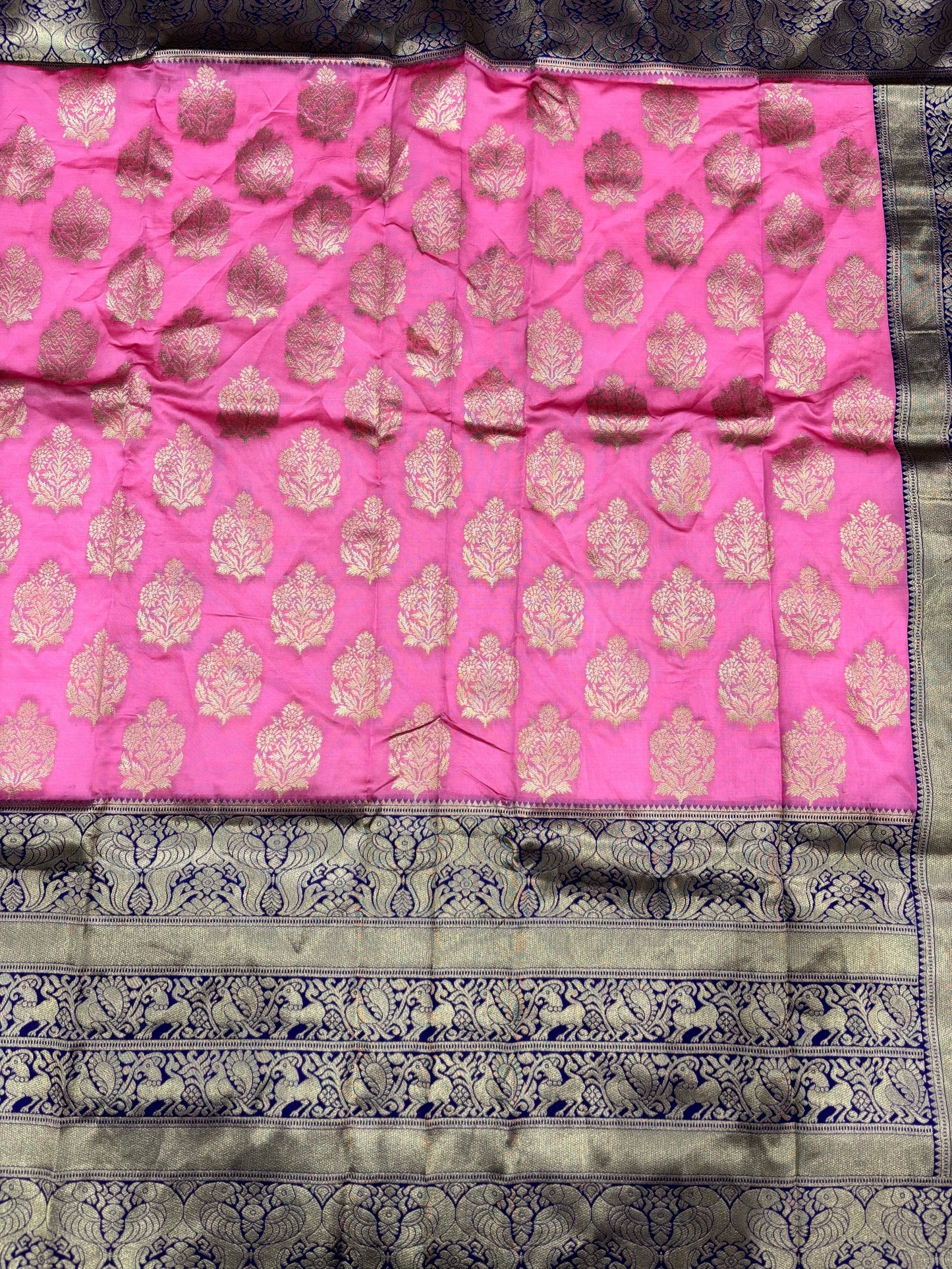 Fushsia Pink Woven Design Banarasi Saree by My Store