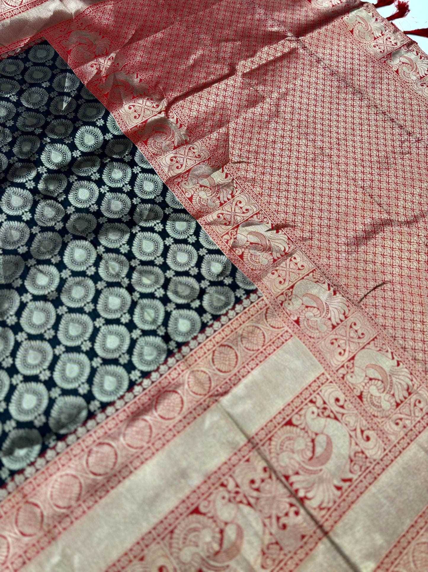 Radiant Black Banarasi Silk Saree by My Store