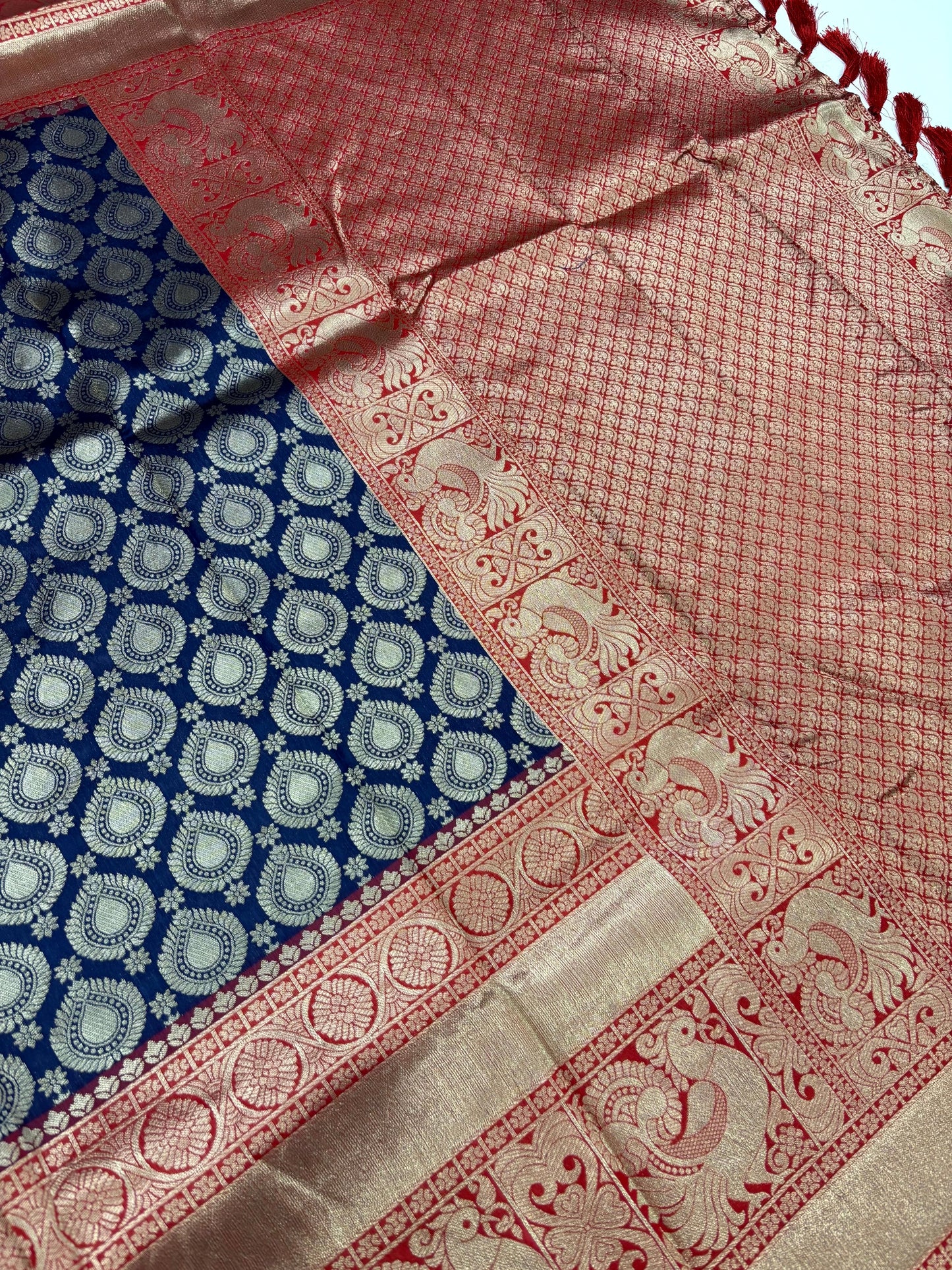 Radiant Navy Blue Banarasi Silk Saree by My Store