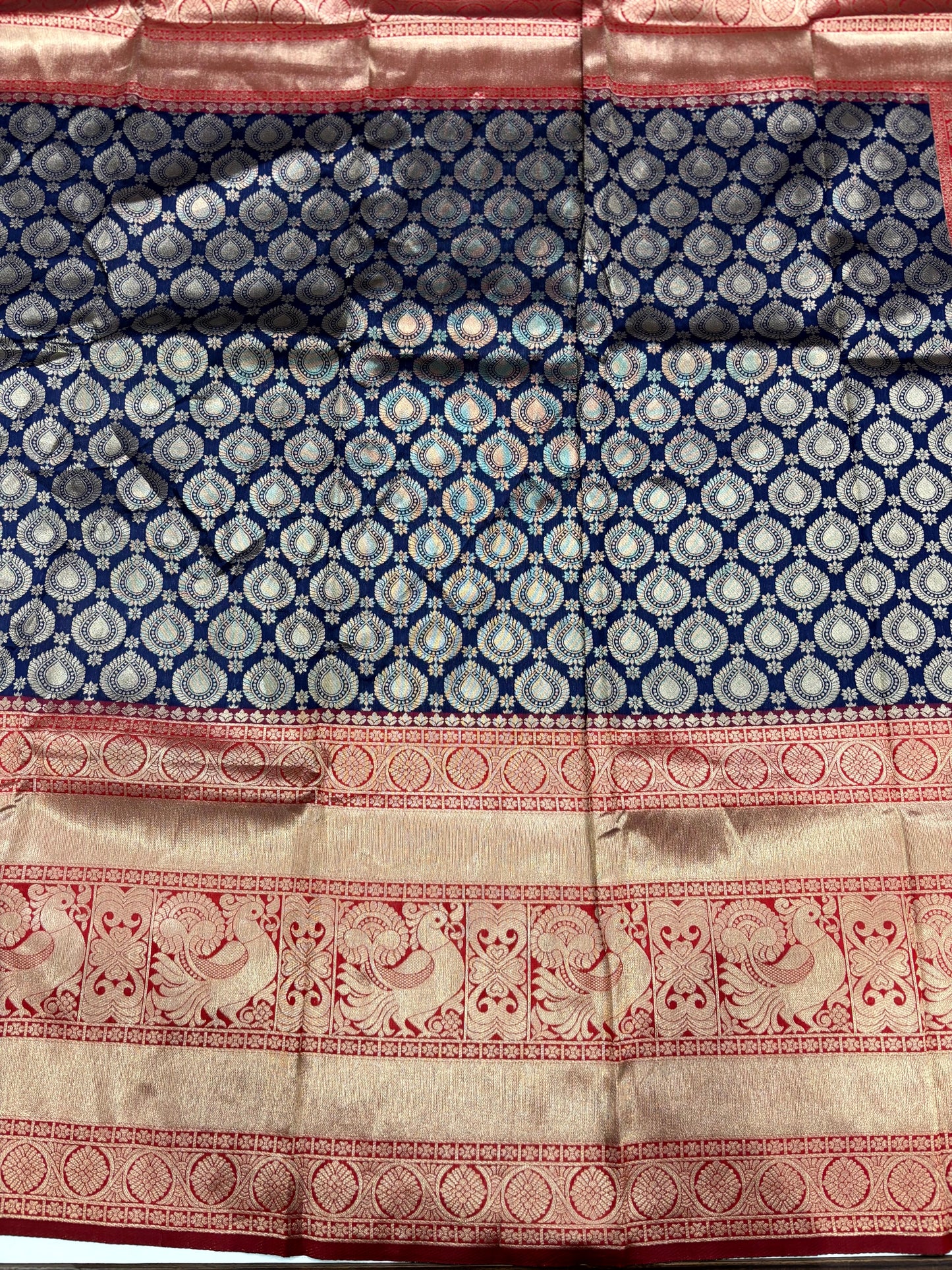 Radiant Navy Blue Banarasi Silk Saree by My Store