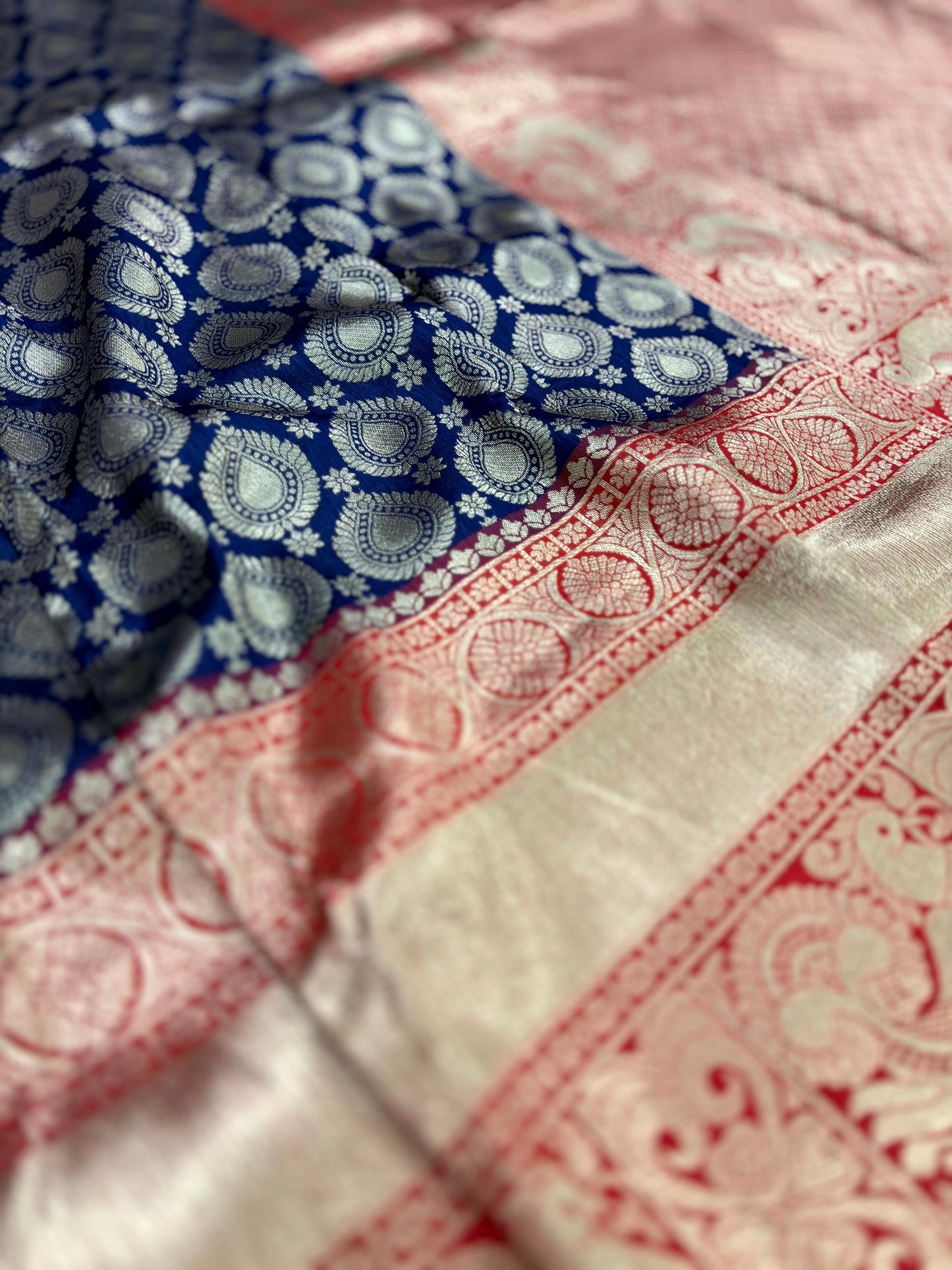 Radiant Navy Blue Banarasi Silk Saree by My Store