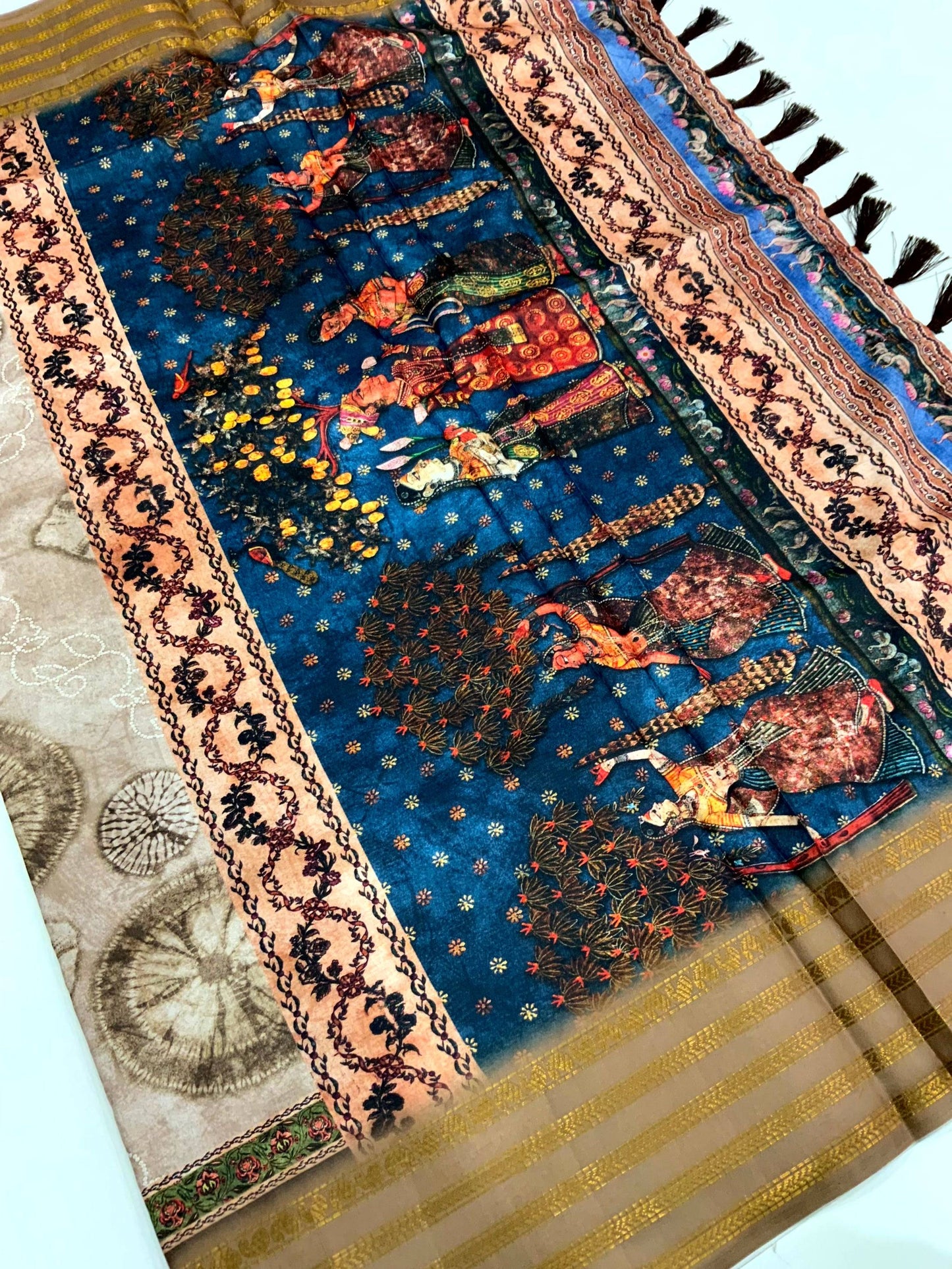 Brown Soft Silk Shibori Printed Saree by My Store