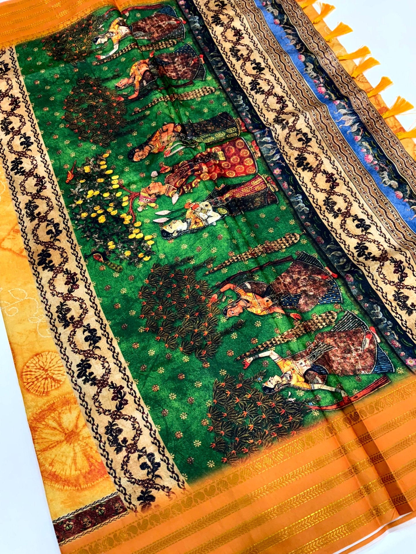 Mustard Soft Silk Shibori Printed Saree by My Store