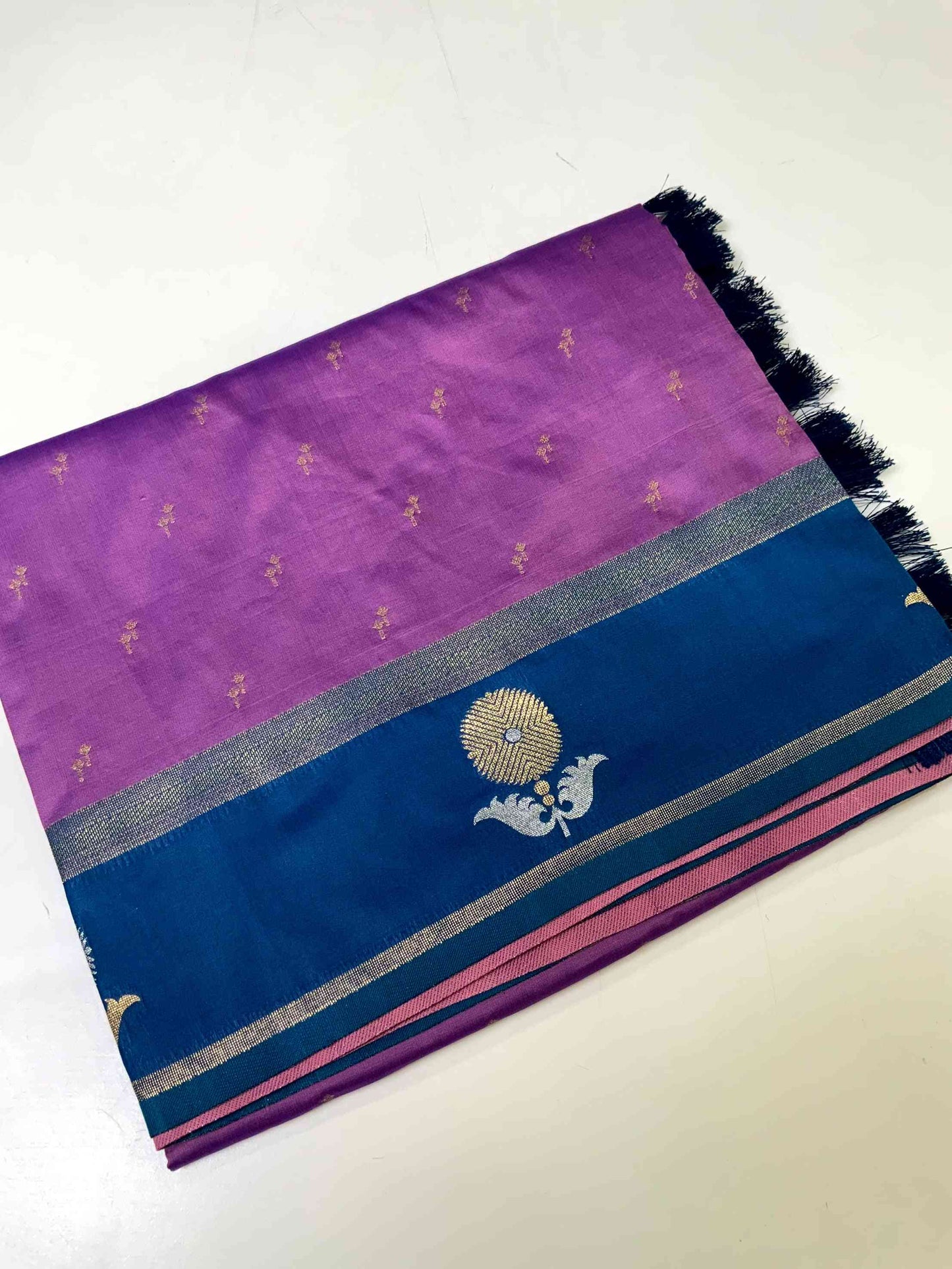 Lavender Cationic Soft Silk Saree by My Store