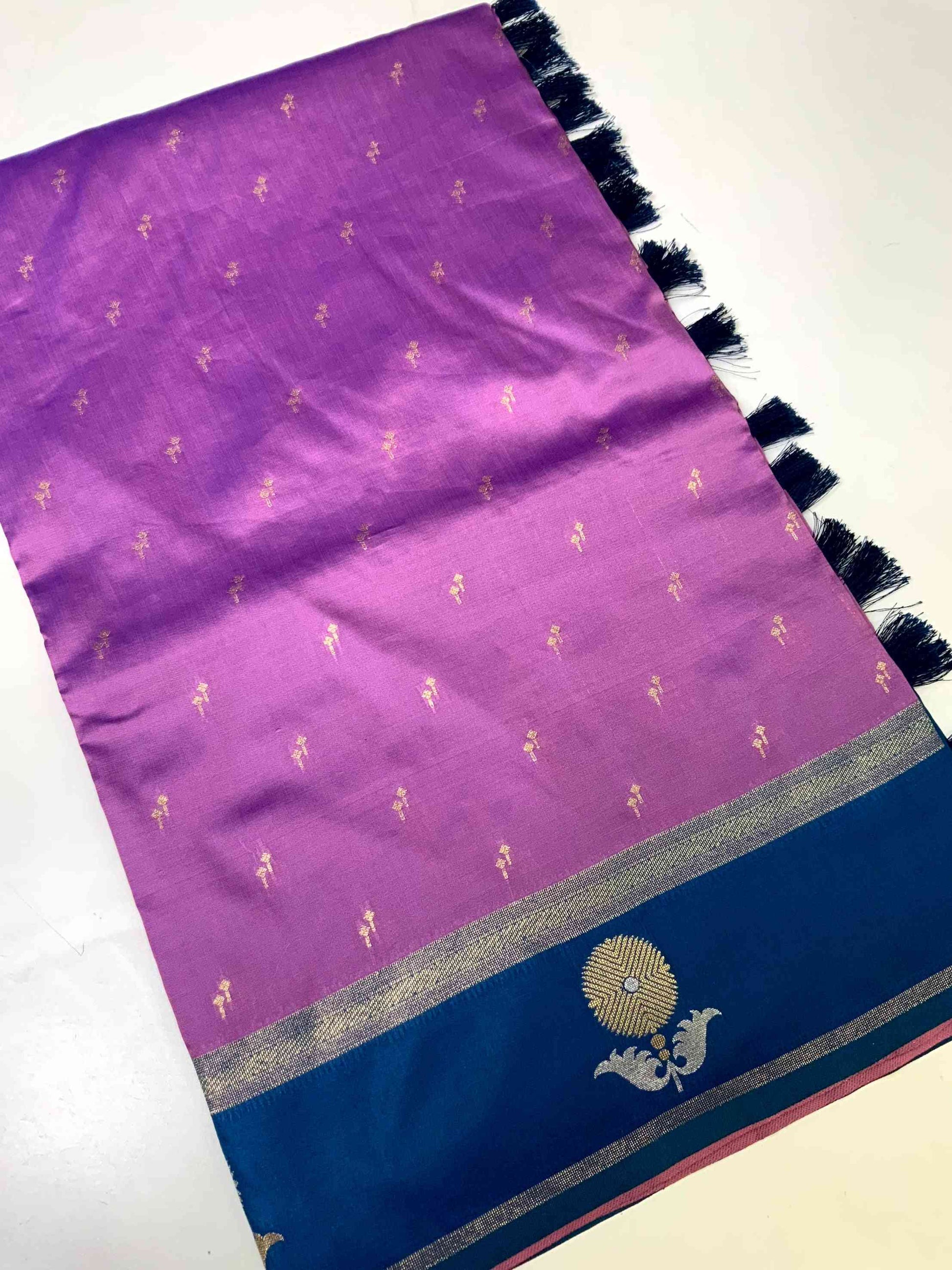 Lavender Cationic Soft Silk Saree by My Store