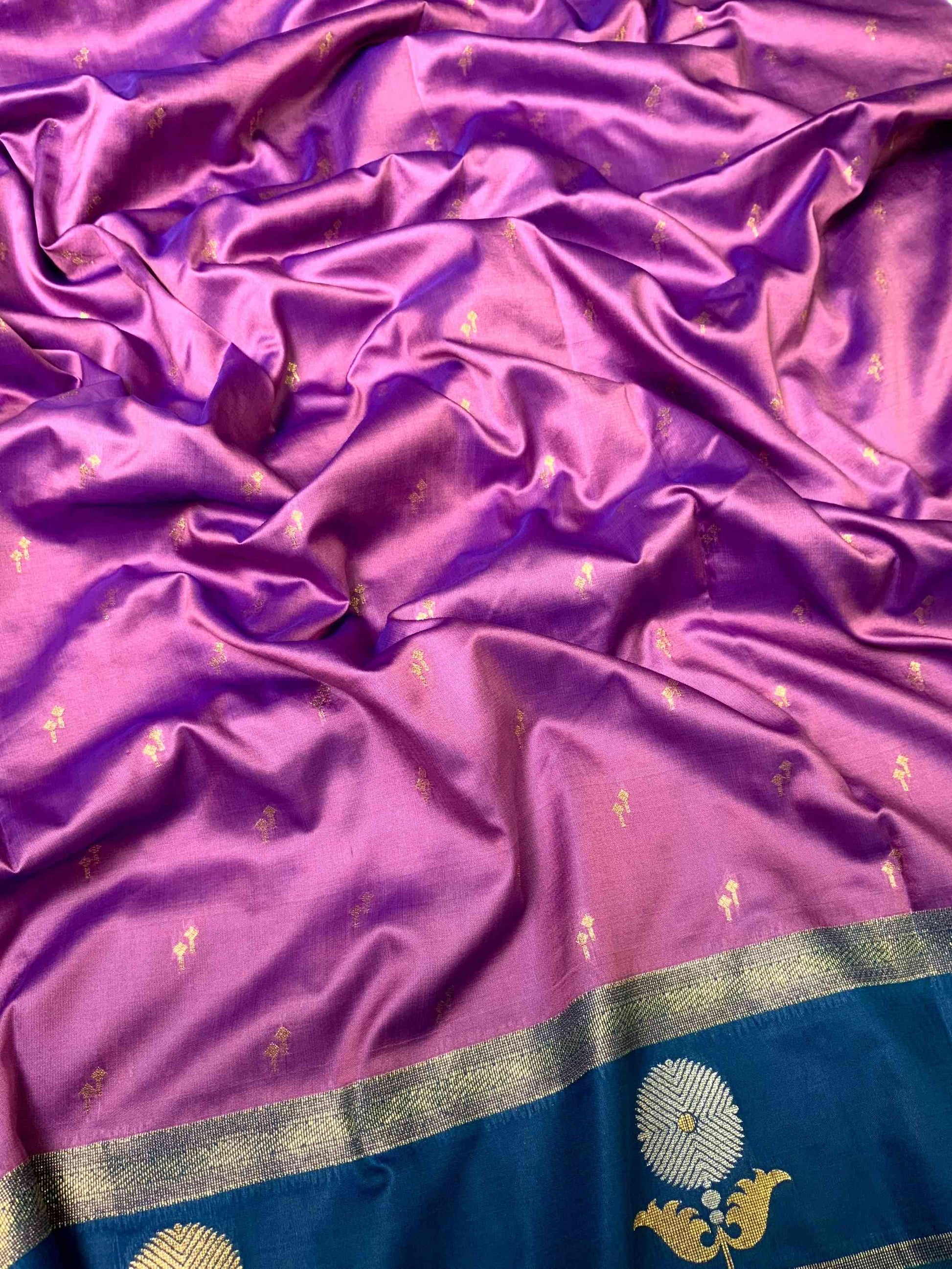 Lavender Cationic Soft Silk Saree by My Store