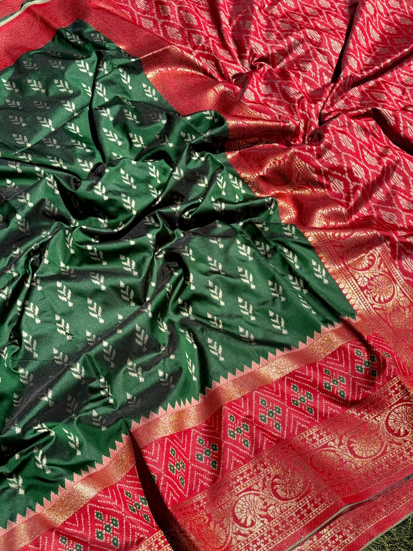 Radiance Green Soft Silk Ikkat Saree by My Store