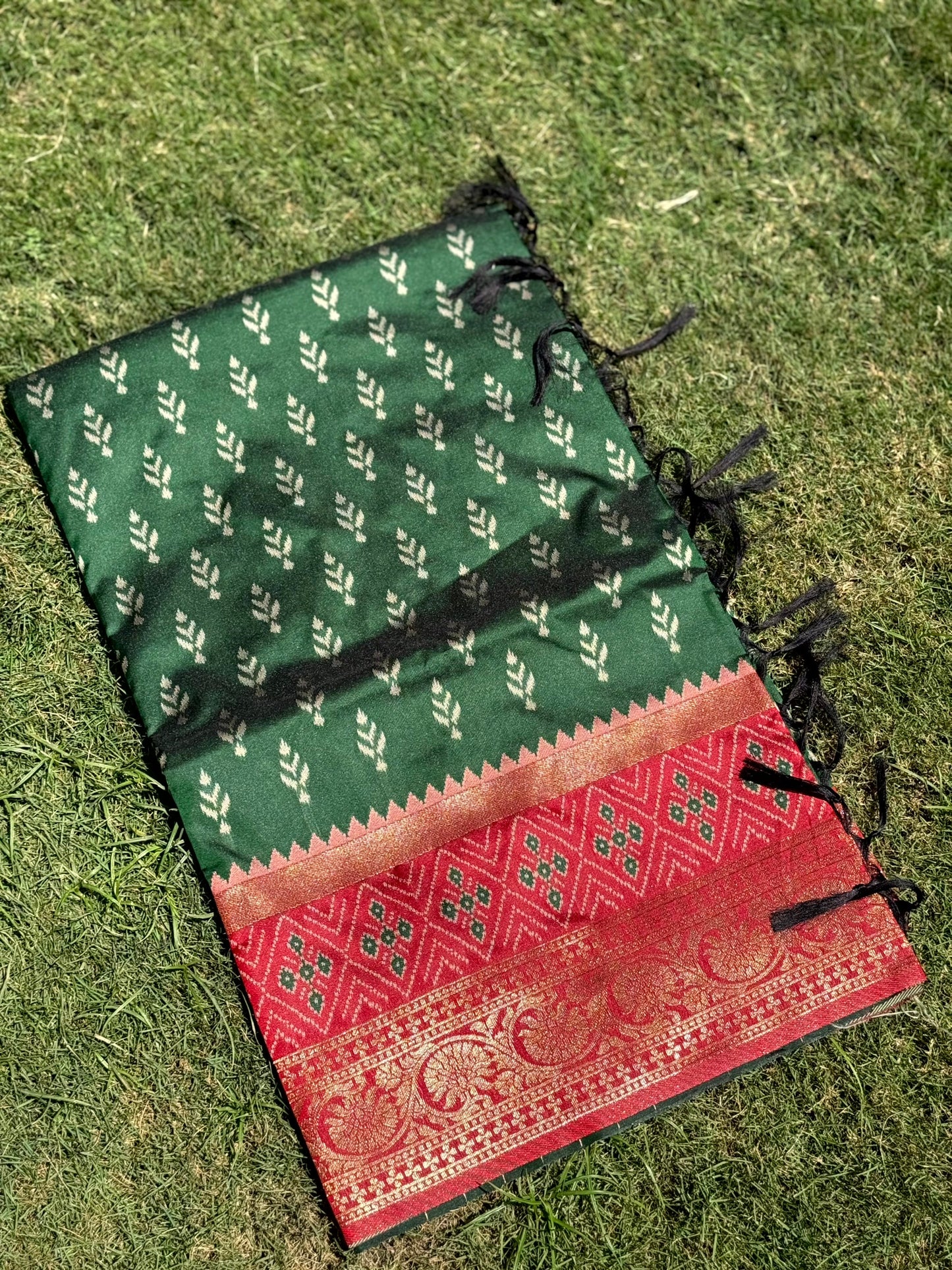Radiance Green Soft Silk Ikkat Saree by My Store