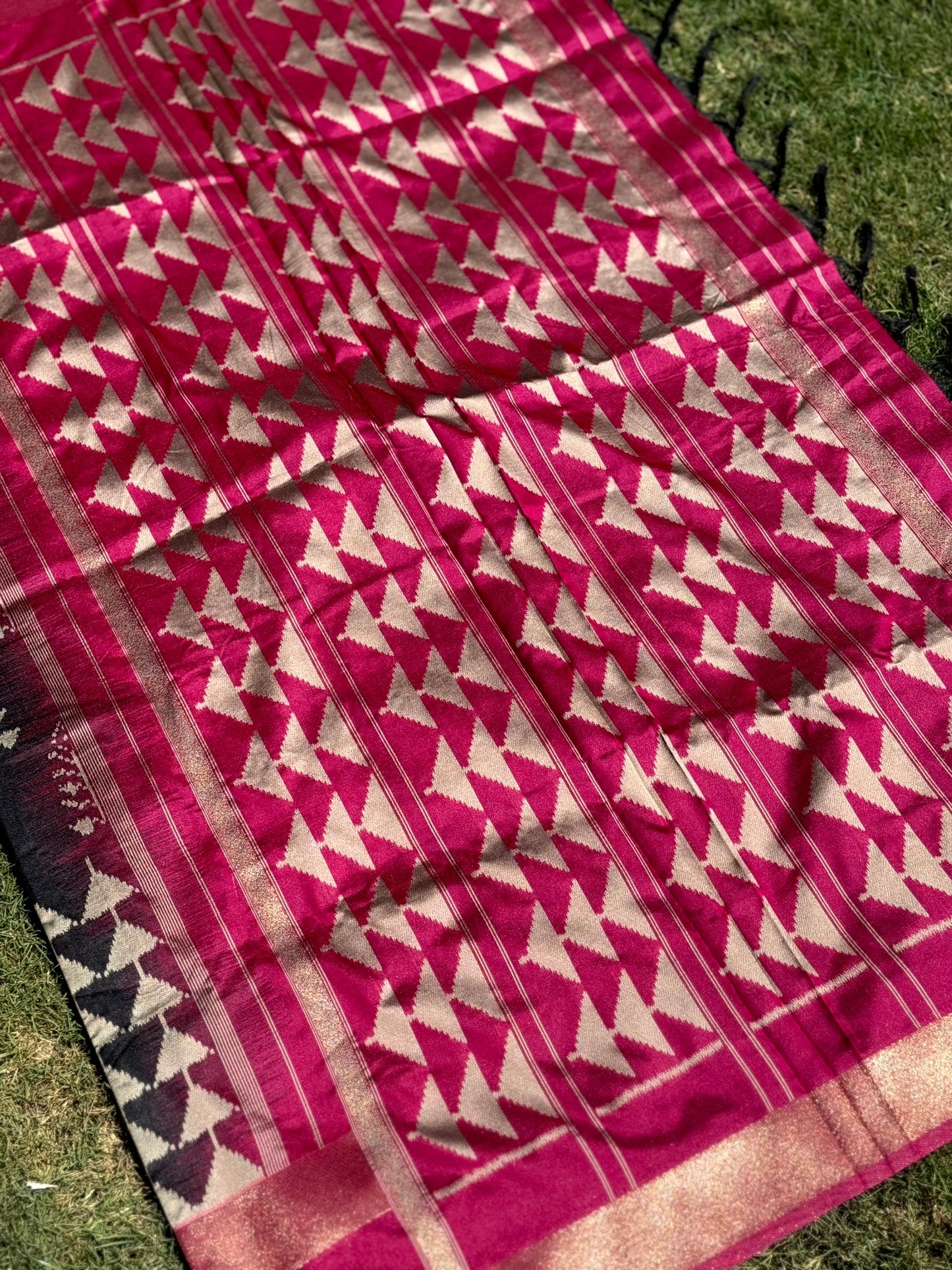 Radiant Black Soft Silk Ikkat Saree by My Store