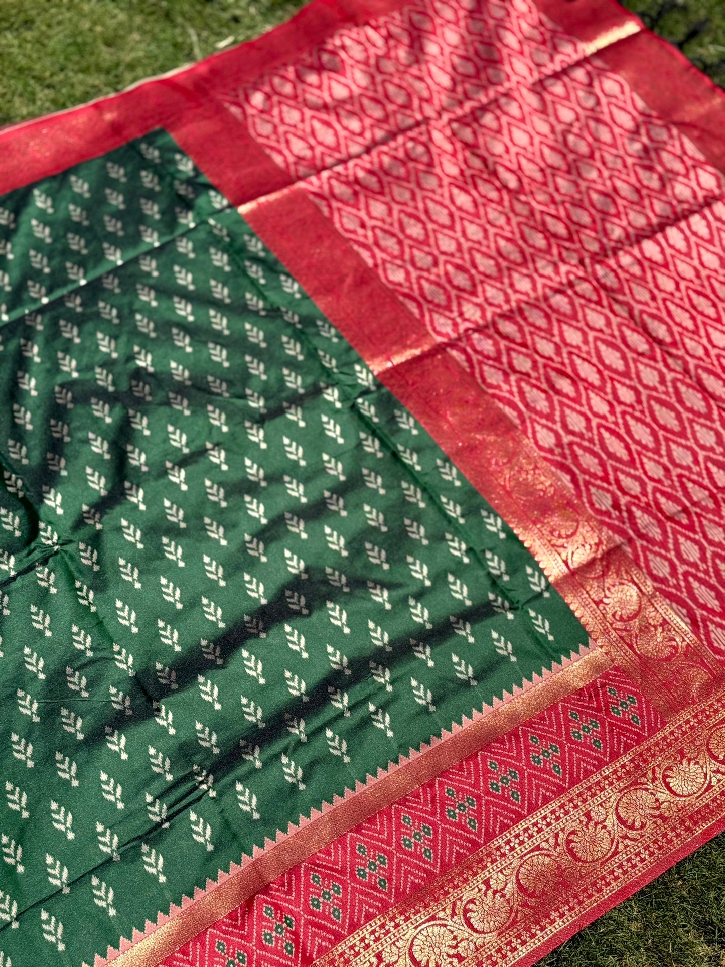 Radiance Green Soft Silk Ikkat Saree by My Store