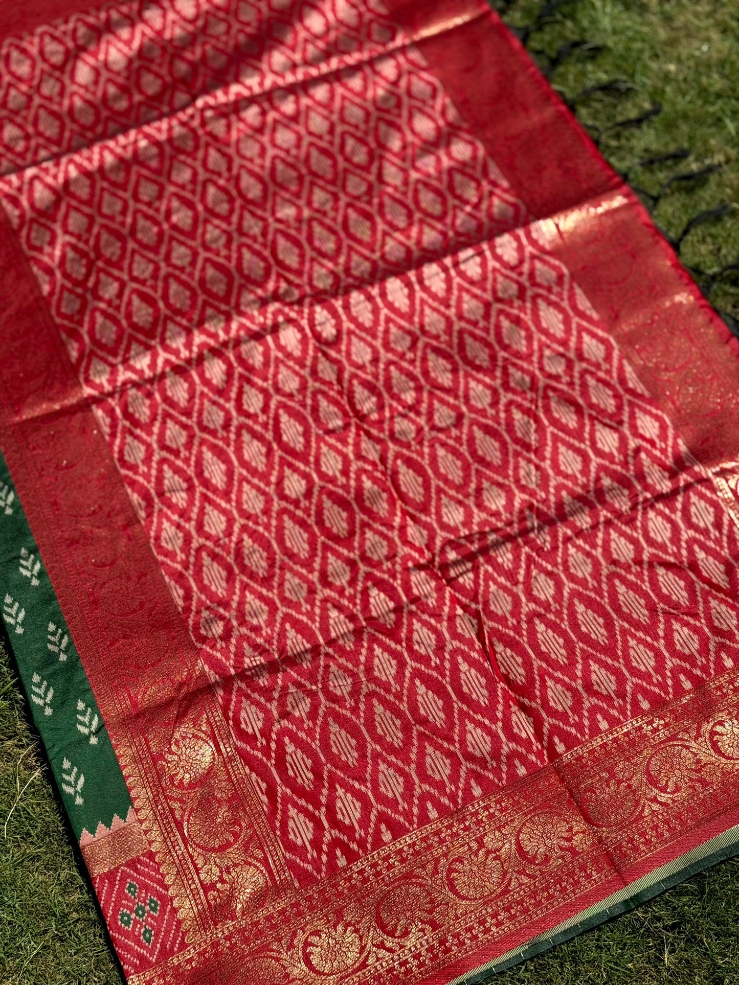 Radiance Green Soft Silk Ikkat Saree by My Store