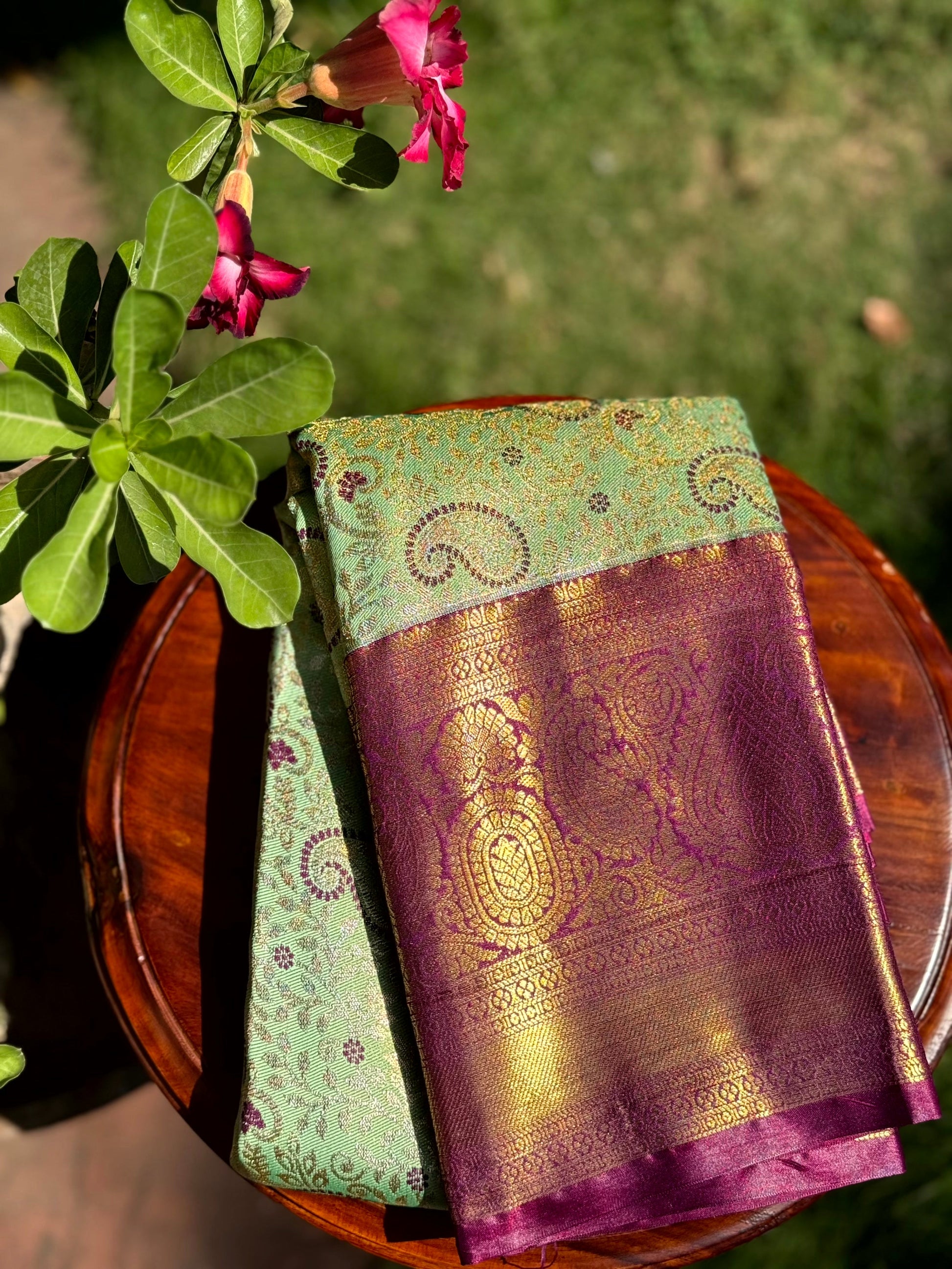 Light Green Dharmavaram Silk Saree by My Store