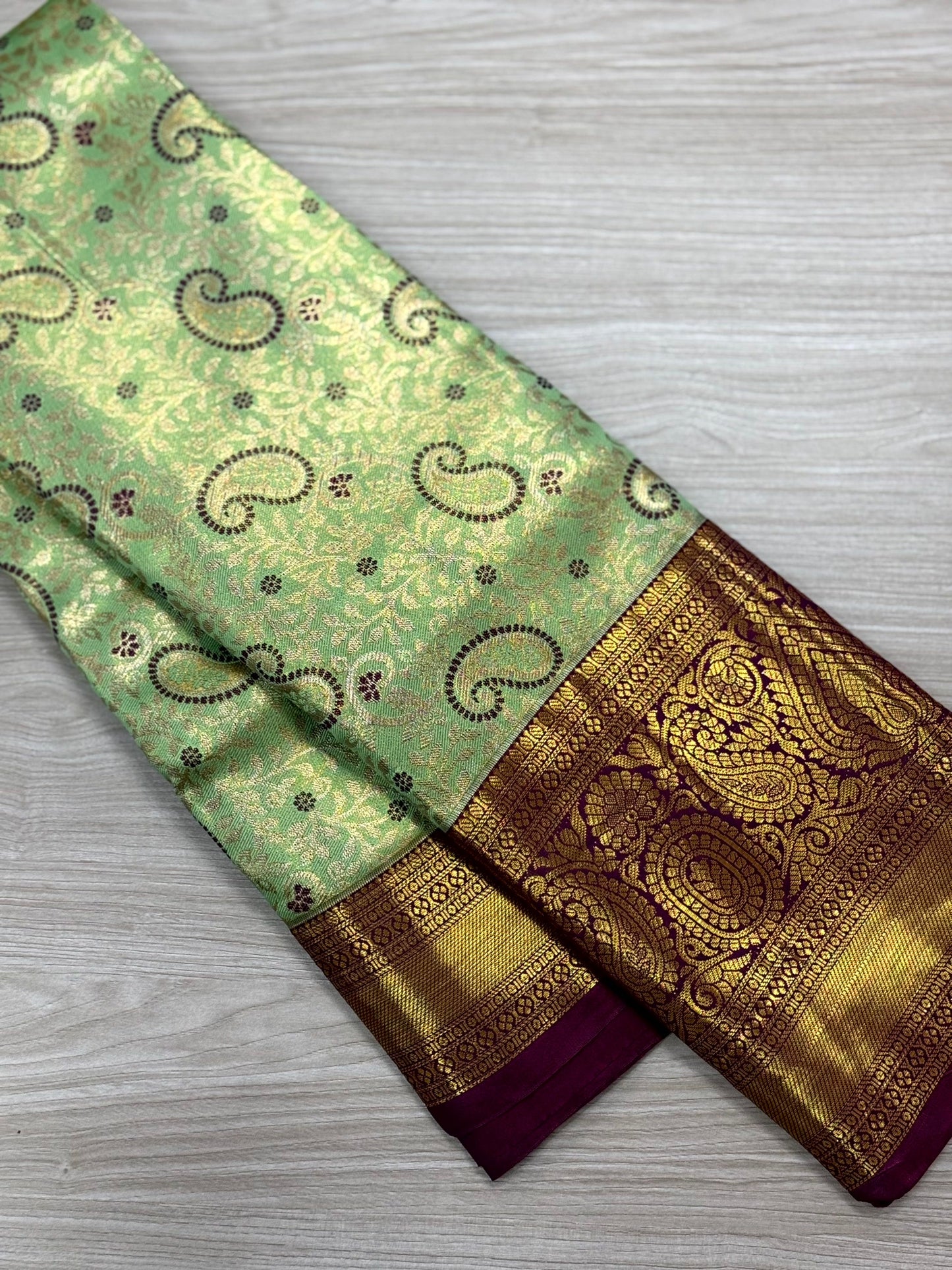 Light Green Dharmavaram Silk Saree by My Store