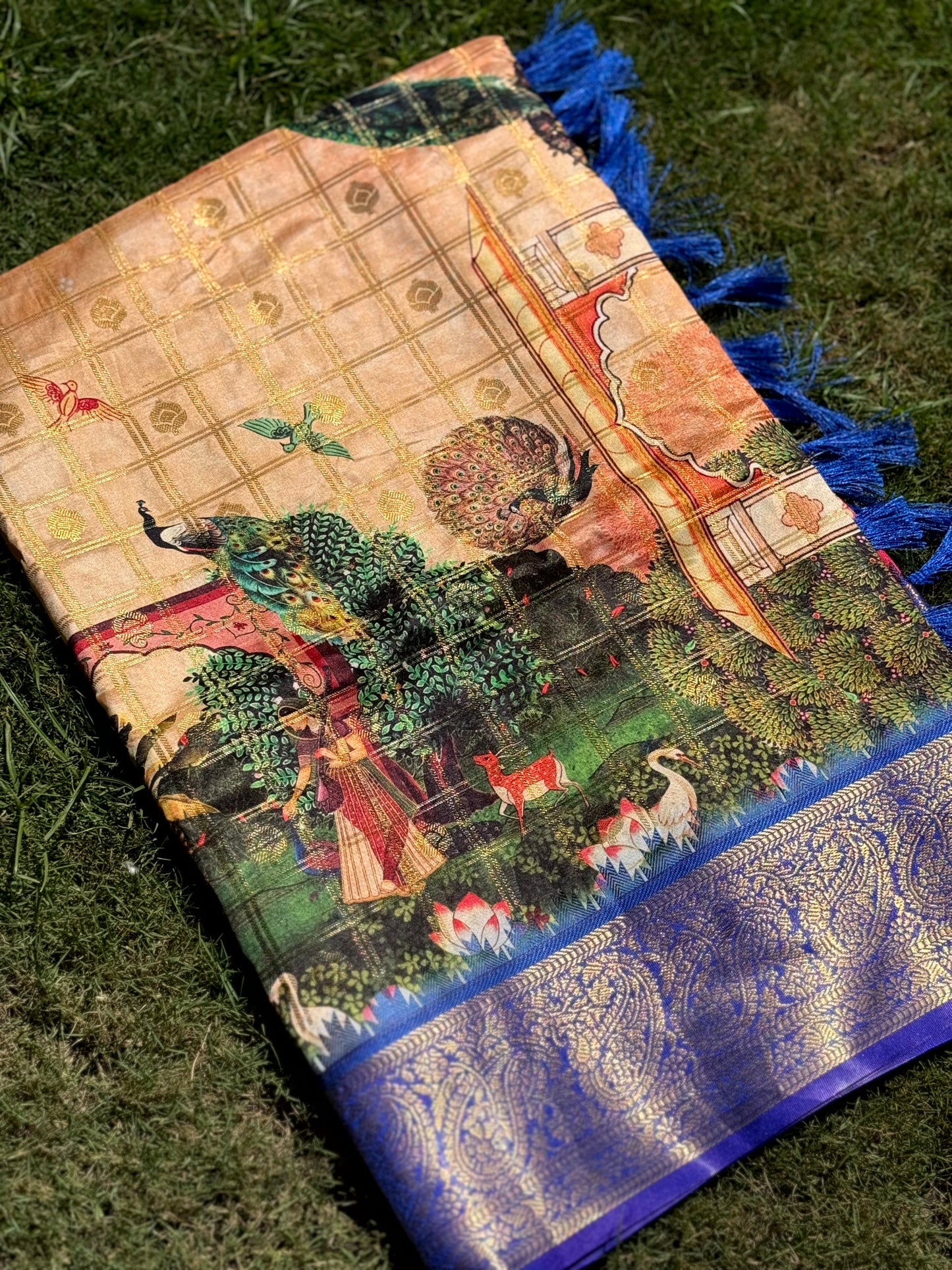 Radiant Banarasi Kalamkari Printed Saree by My Store