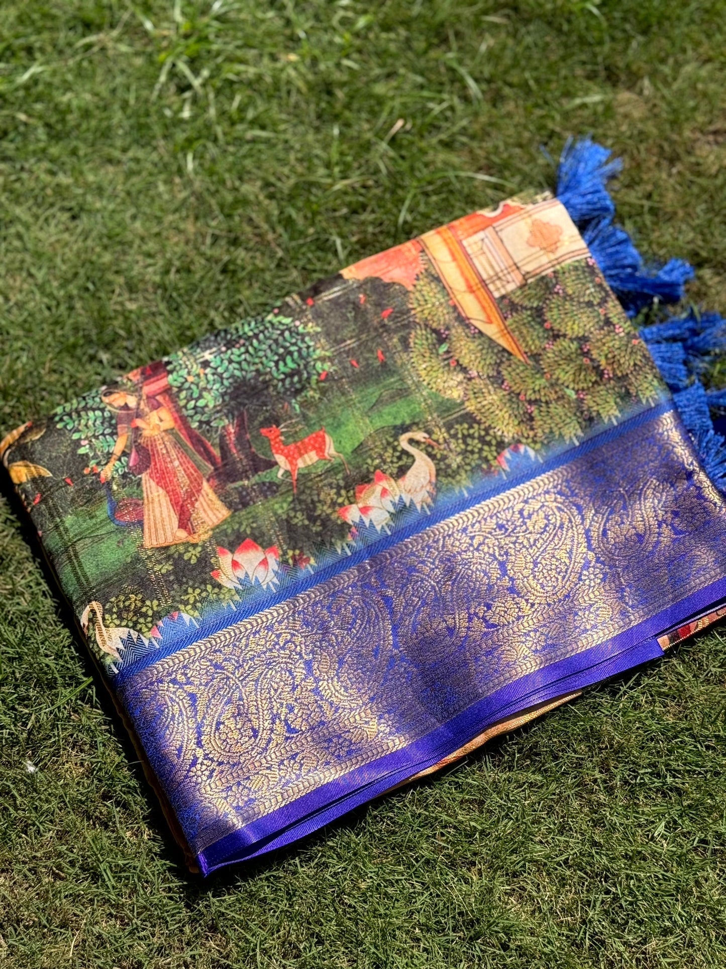 Radiant Banarasi Kalamkari Printed Saree by My Store