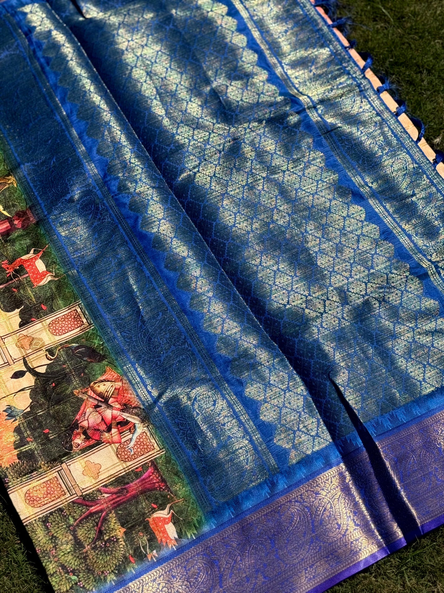 Radiant Banarasi Kalamkari Printed Saree by My Store