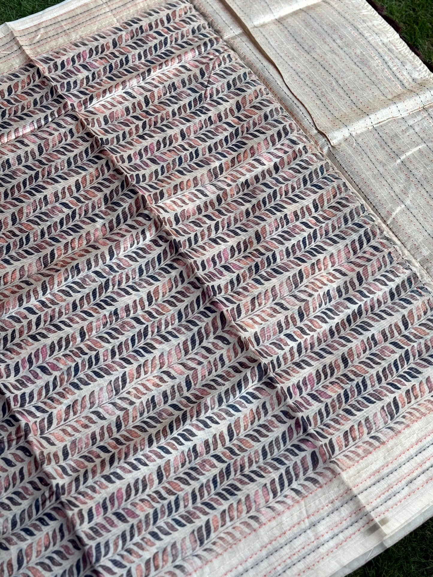 Soft Kota Tissue Leaf Print Saree by My Store