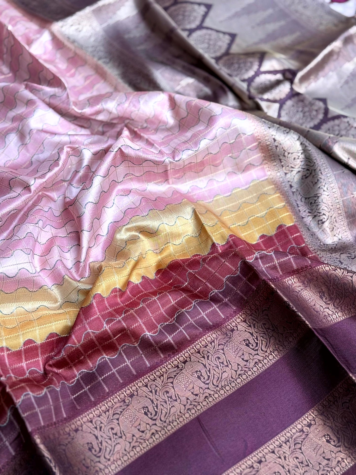 Radiant Soft Silk Rainbow Print Saree by My Store