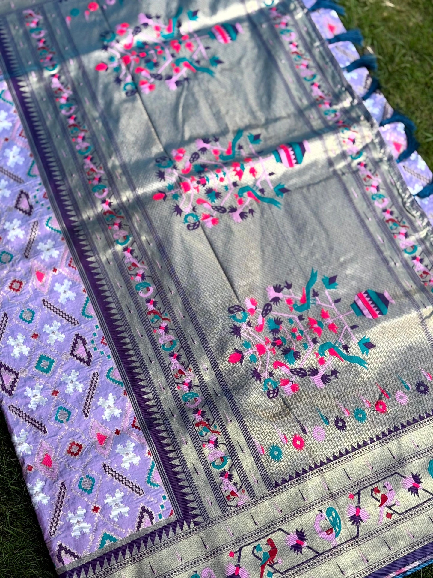 Light Lavender Patola Silk Zari Weaving Saree by My Store