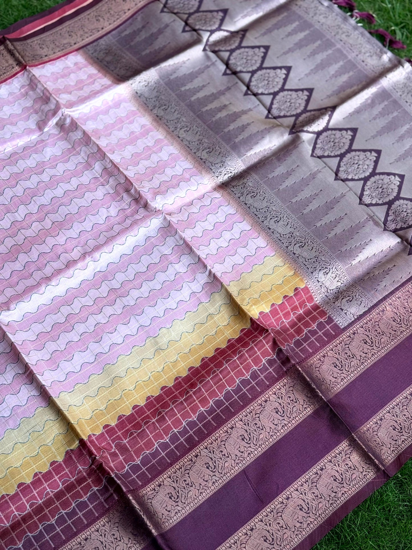 Radiant Soft Silk Rainbow Print Saree by My Store