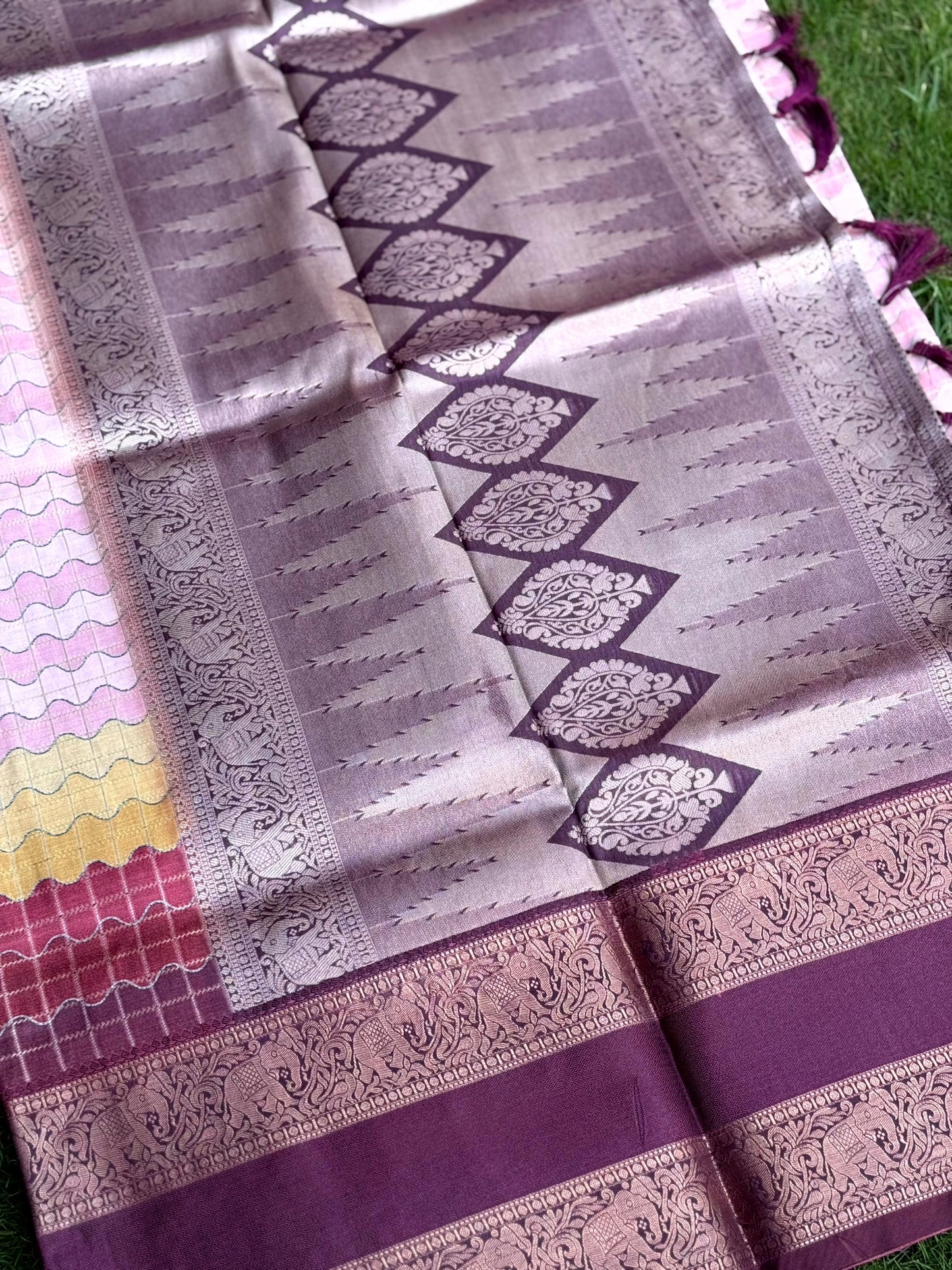 Radiant Soft Silk Rainbow Print Saree by My Store