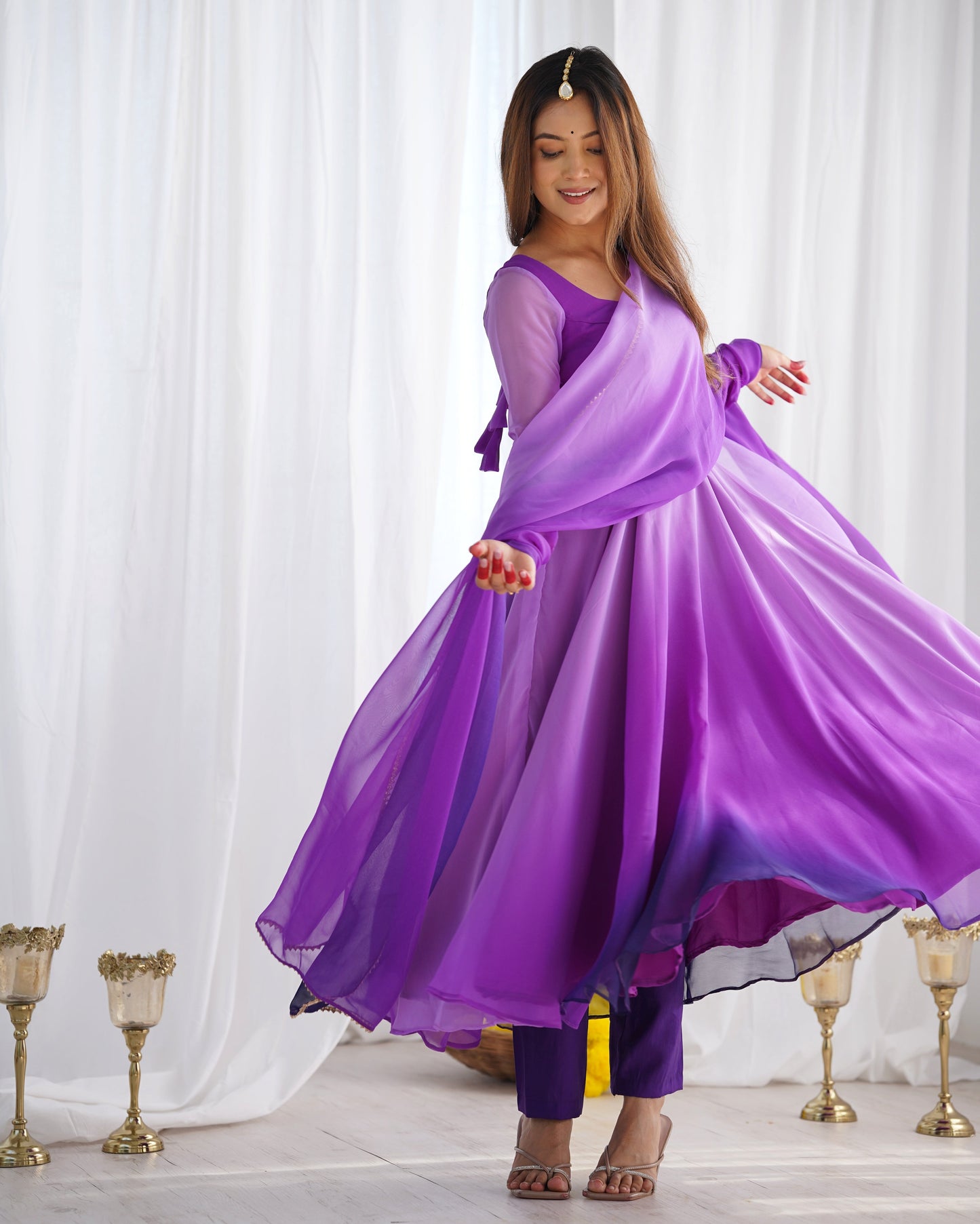 Onion Pink Color Georgette Three Piece Anarkali Suit by My Store