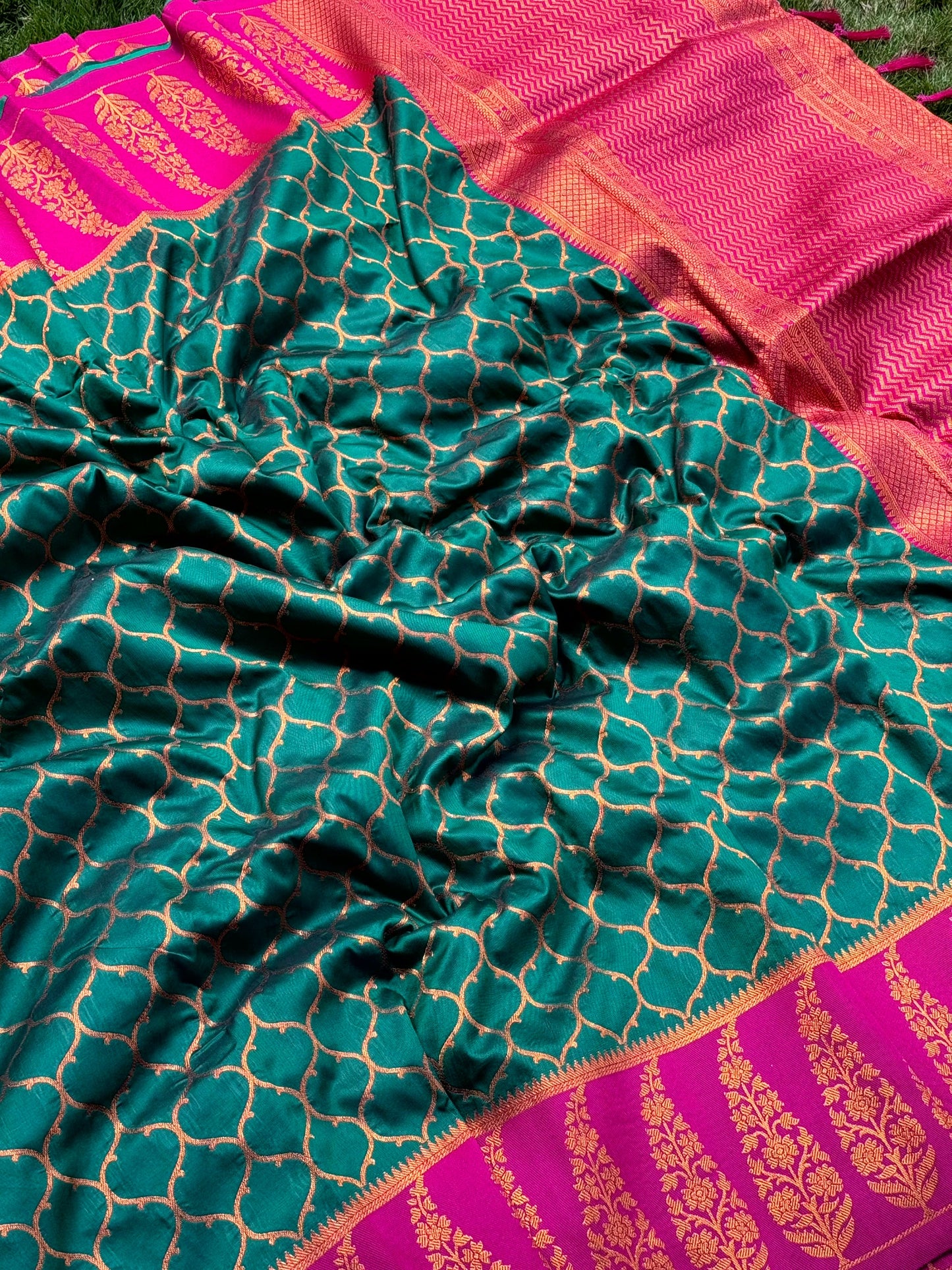 Rama Soft Banarasi Katan Silk Saree by My Store