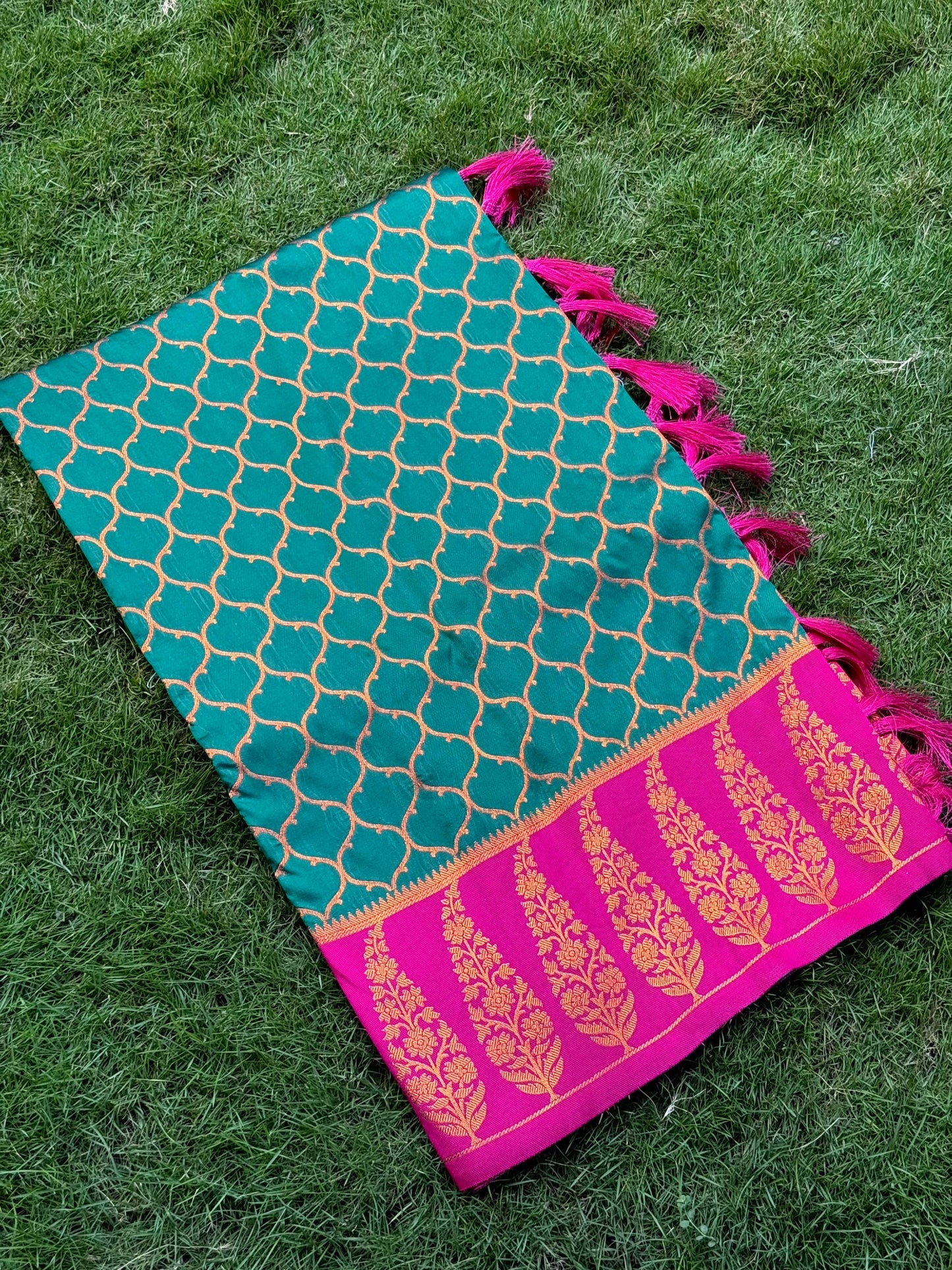 Rama Soft Banarasi Katan Silk Saree by My Store