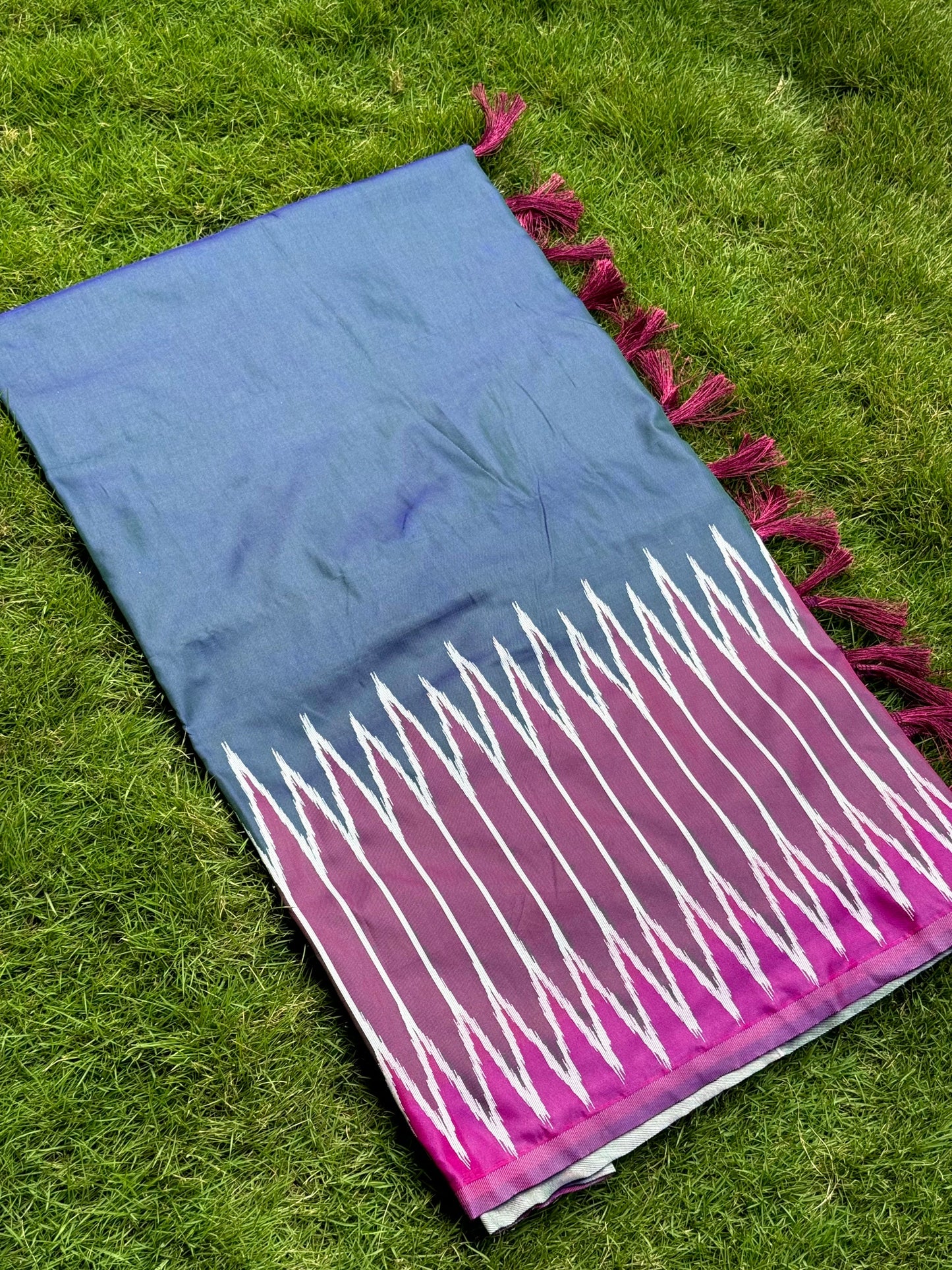 Blue Soft Silk Ikkat Zari Weaving Saree