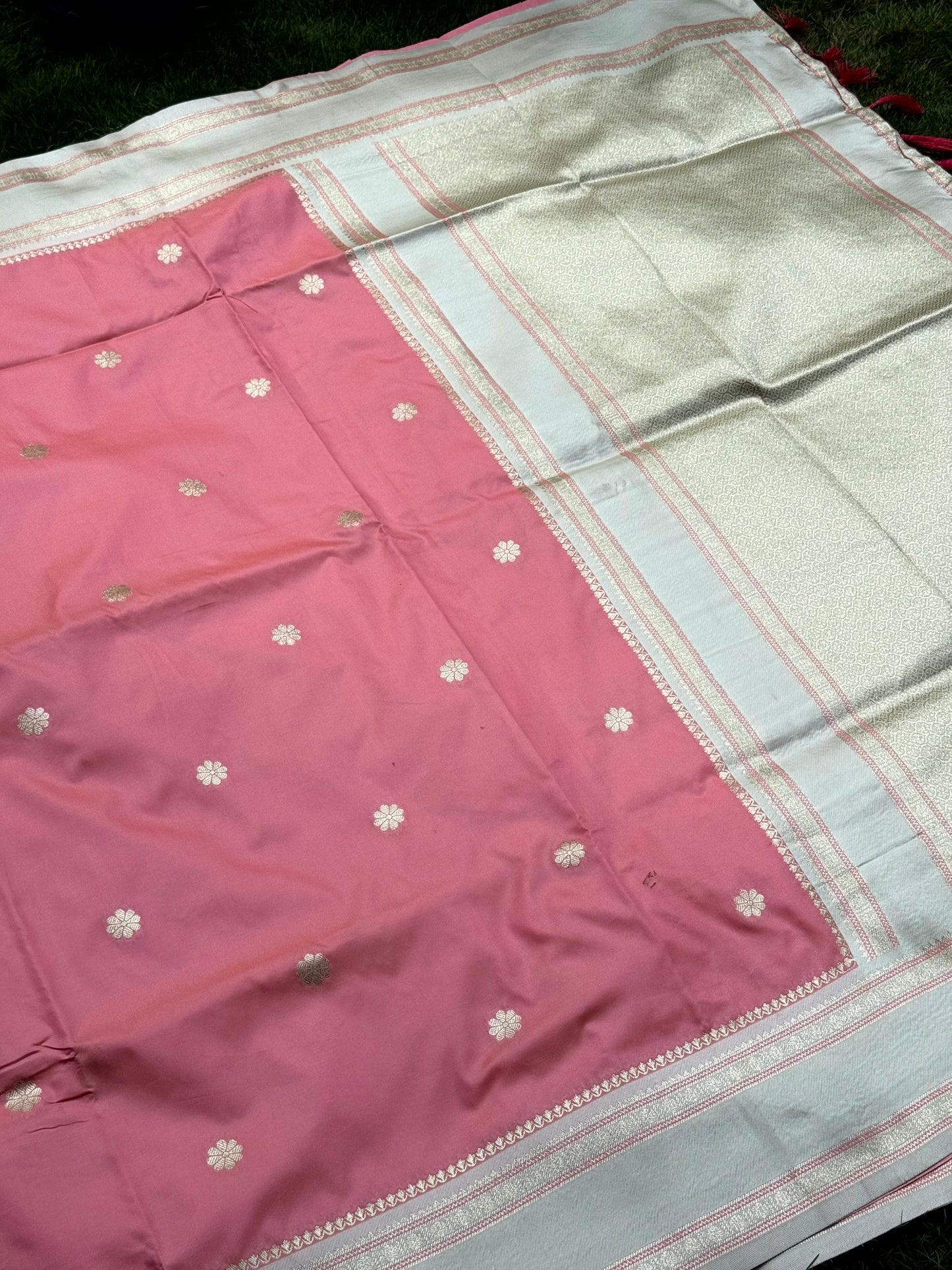 Radiant Peach Soft Silk Floral Butta Saree