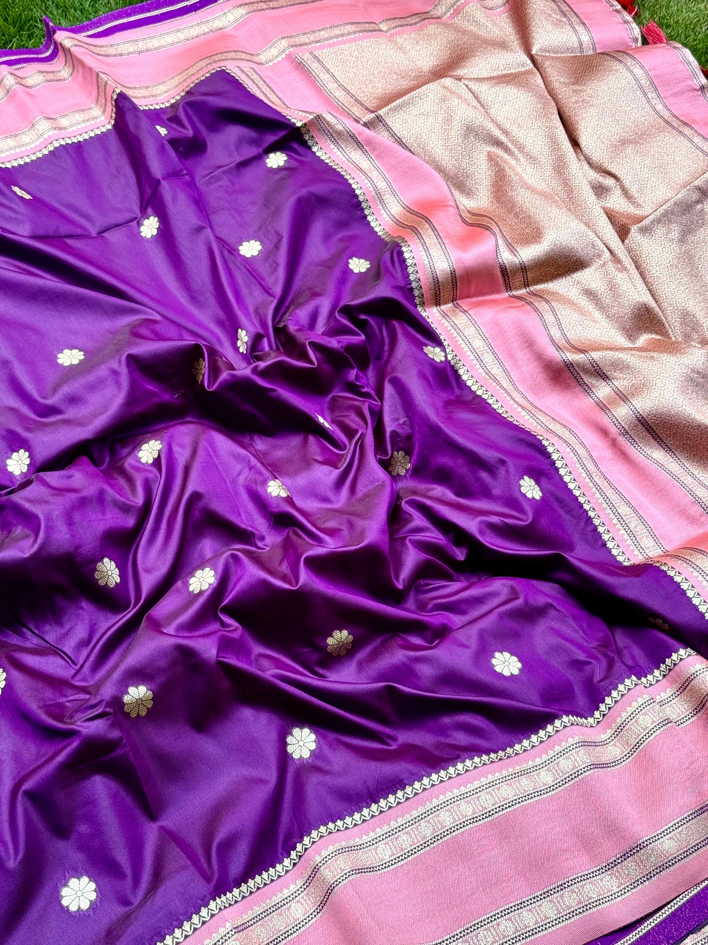 Vibrant Wine Soft Silk Floral Butta Saree