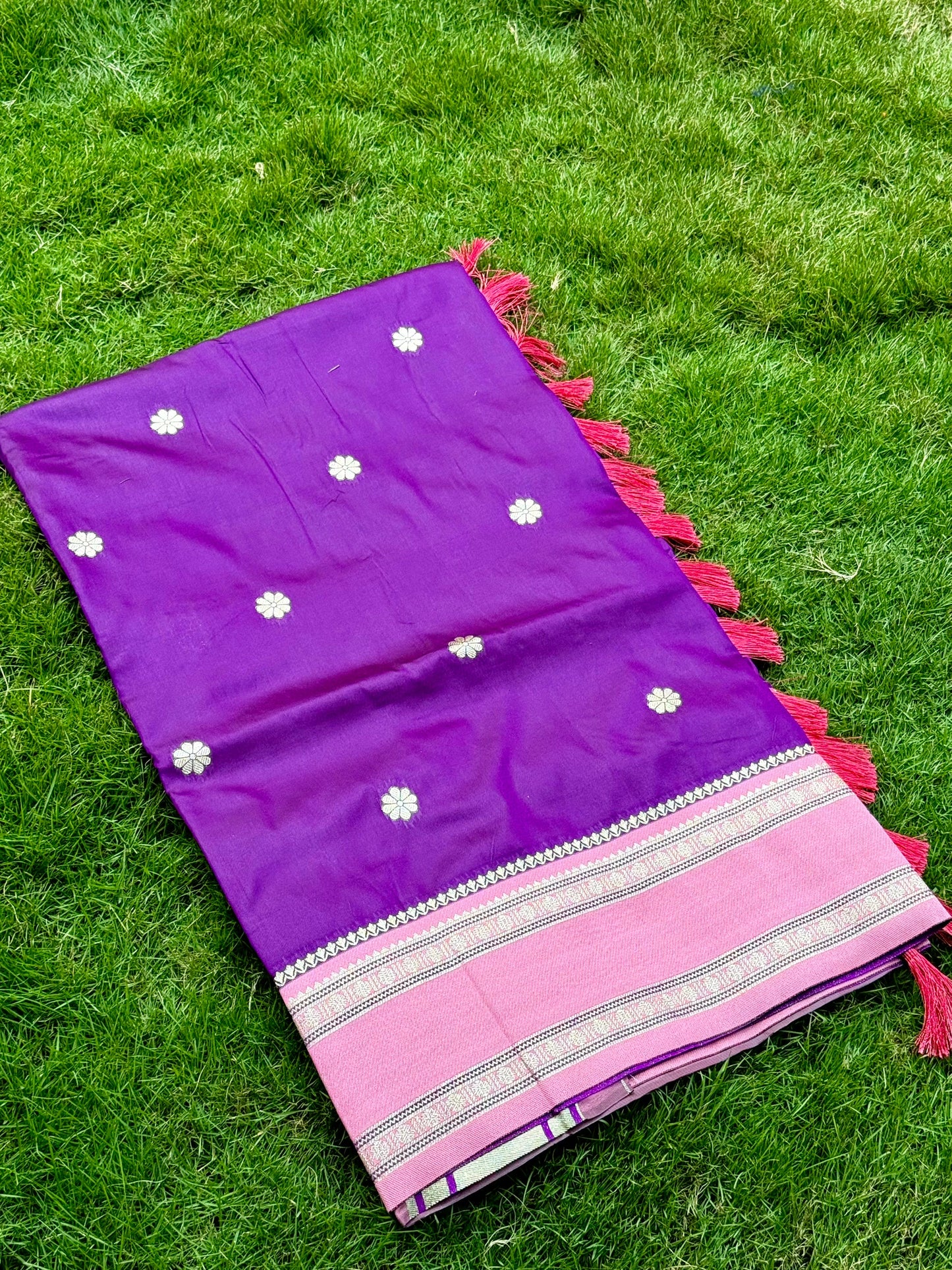 Vibrant Wine Soft Silk Floral Butta Saree
