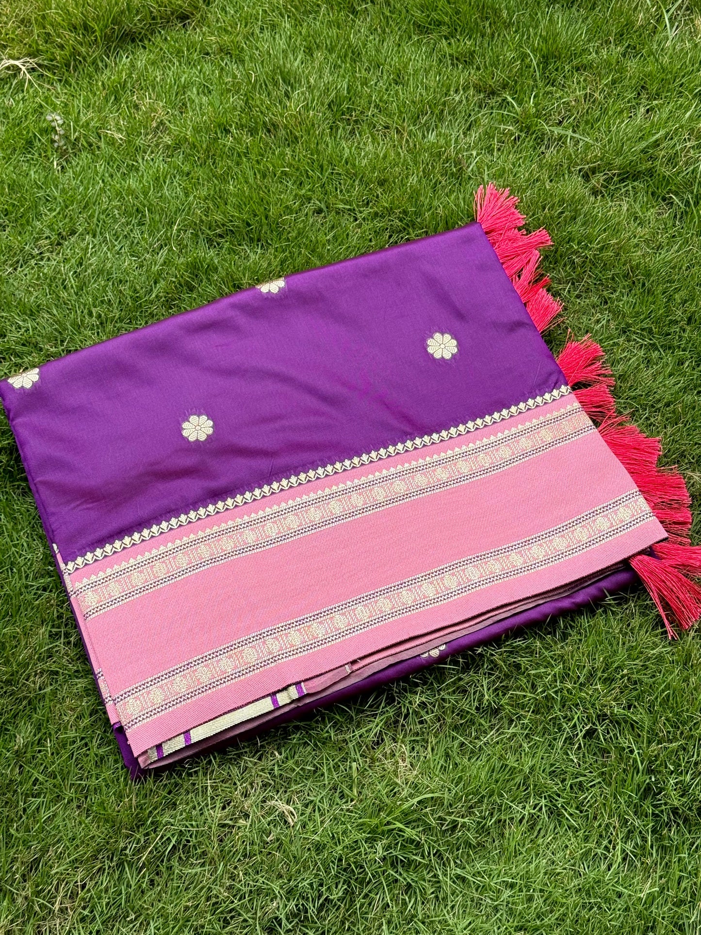 Vibrant Wine Soft Silk Floral Butta Saree