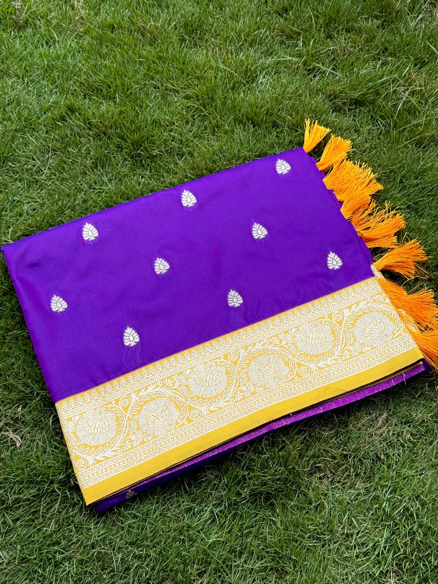 Purple Soft Silk Feather Saree by My Store
