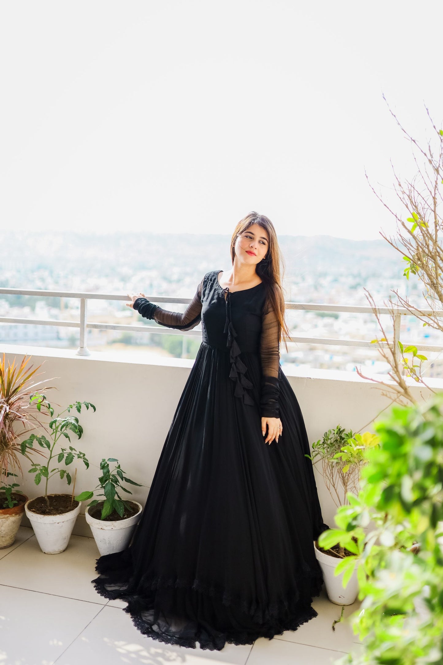 Demanding Black Color Lace Work Long Anarkali Gown by My Store