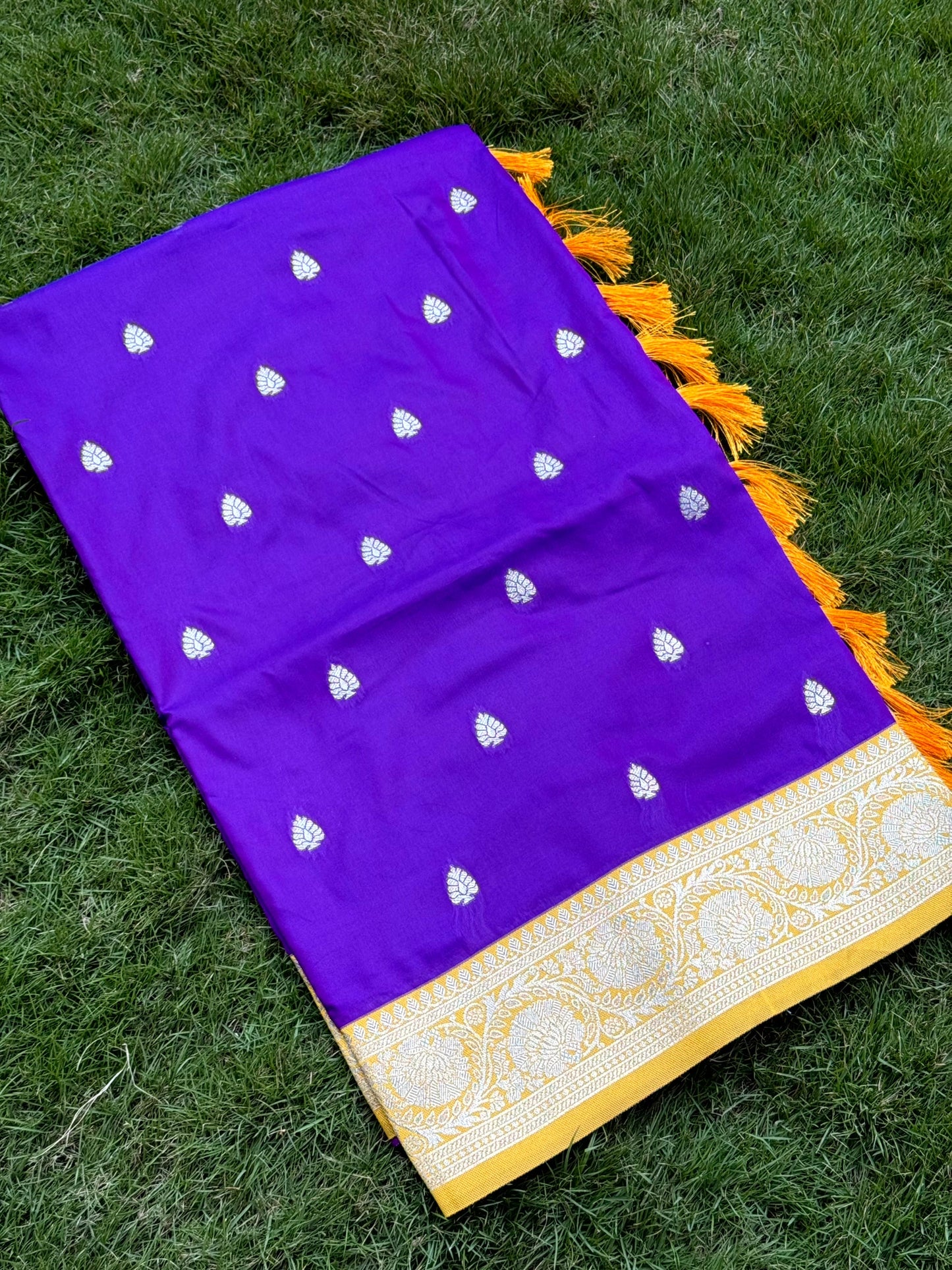 Purple Soft Silk Feather Saree by My Store