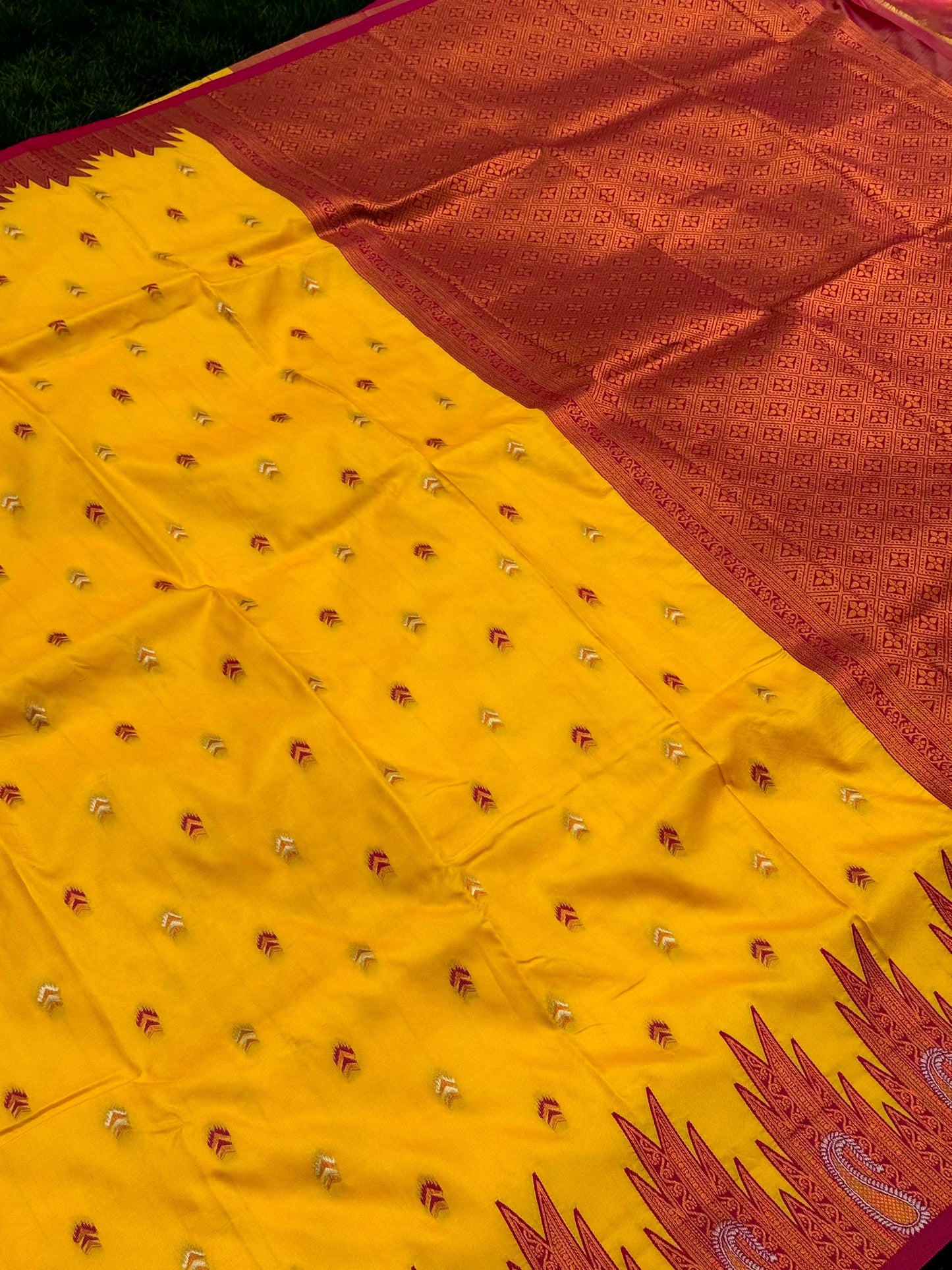 Mustard Yellow Soft Silk Kanjivaram Saree by My Store