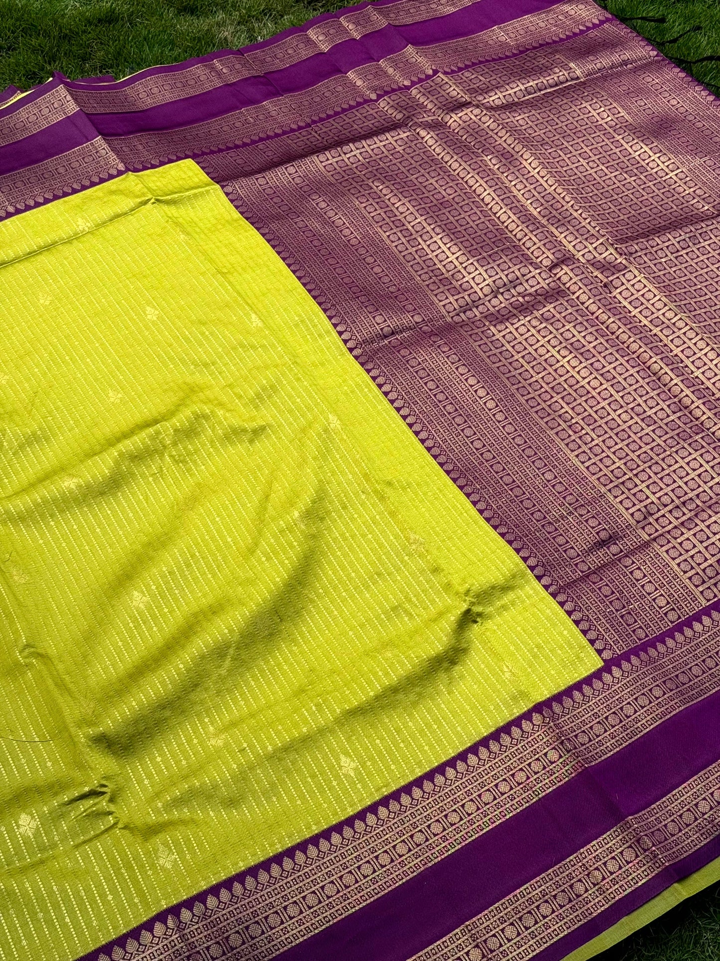 Lime Banarasi Katan Silk Saree by My Store