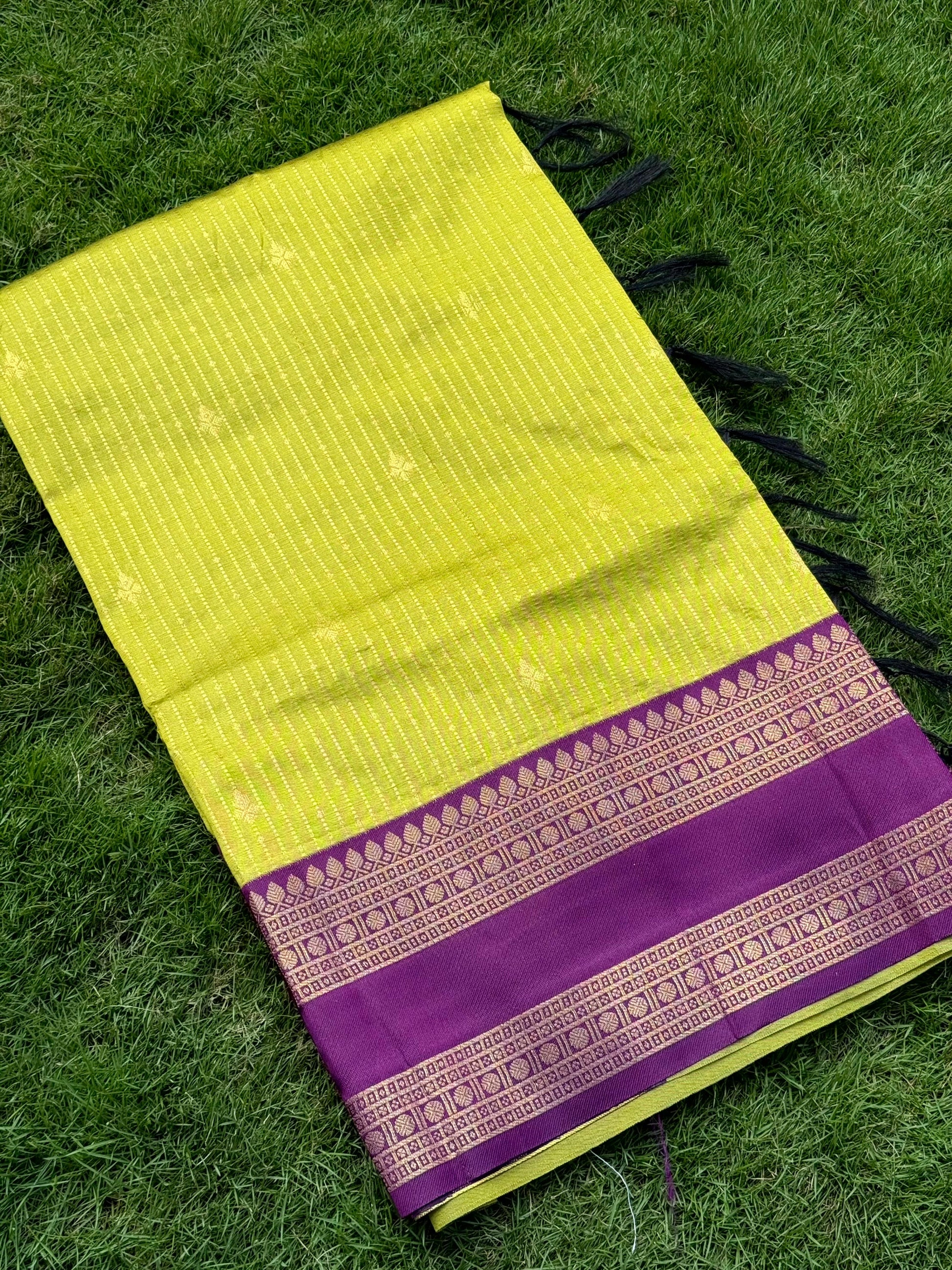 Lime Banarasi Katan Silk Saree by My Store