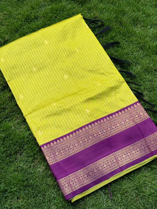 Lime Banarasi Katan Silk Saree by My Store