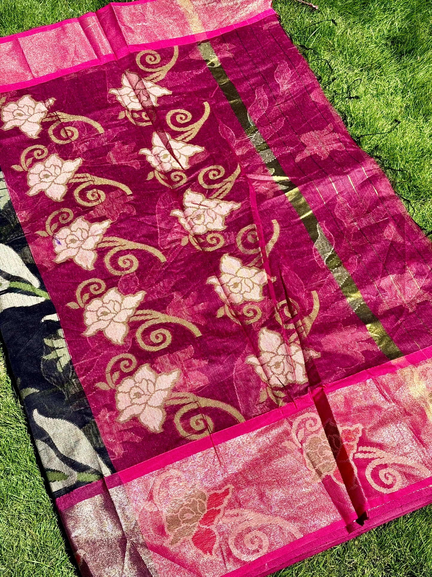 Black Soft Chanderi Pochampally Ikkat Saree