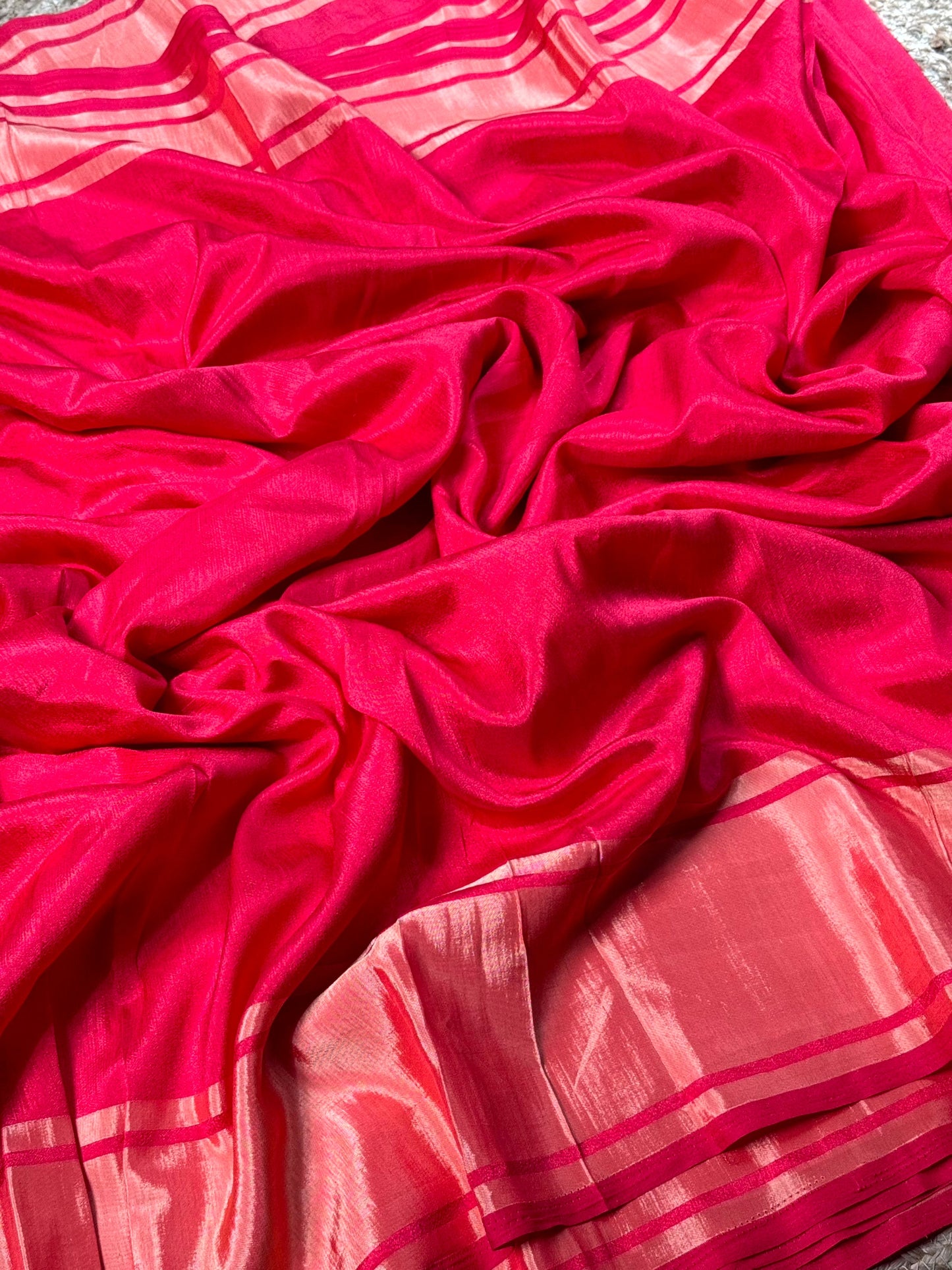 Radiant Pink Soft Silk Gold Zari Weaving Saree by My Store
