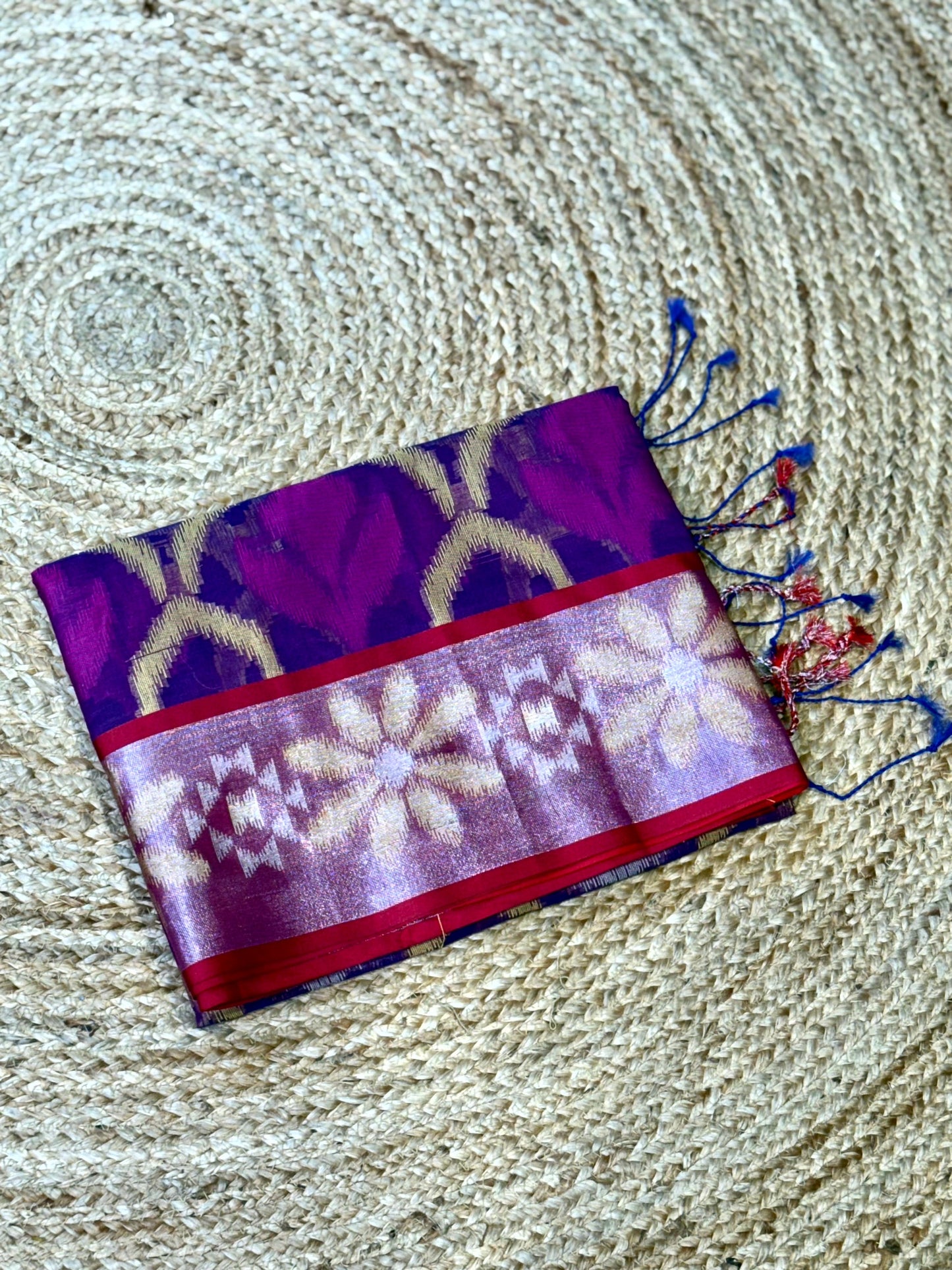 Purple Soft Chanderi Pochampally Ikkat Saree