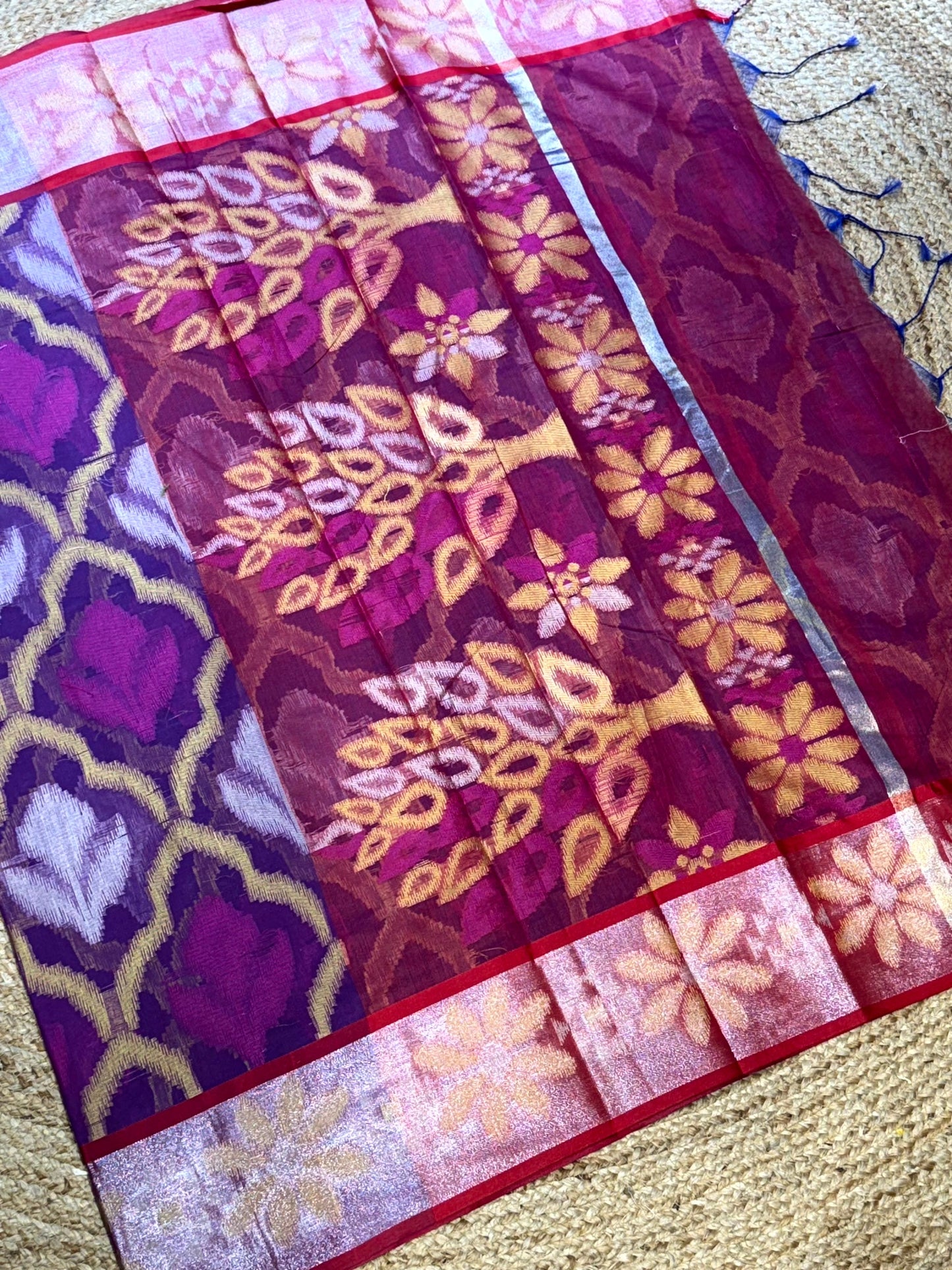 Purple Soft Chanderi Pochampally Ikkat Saree