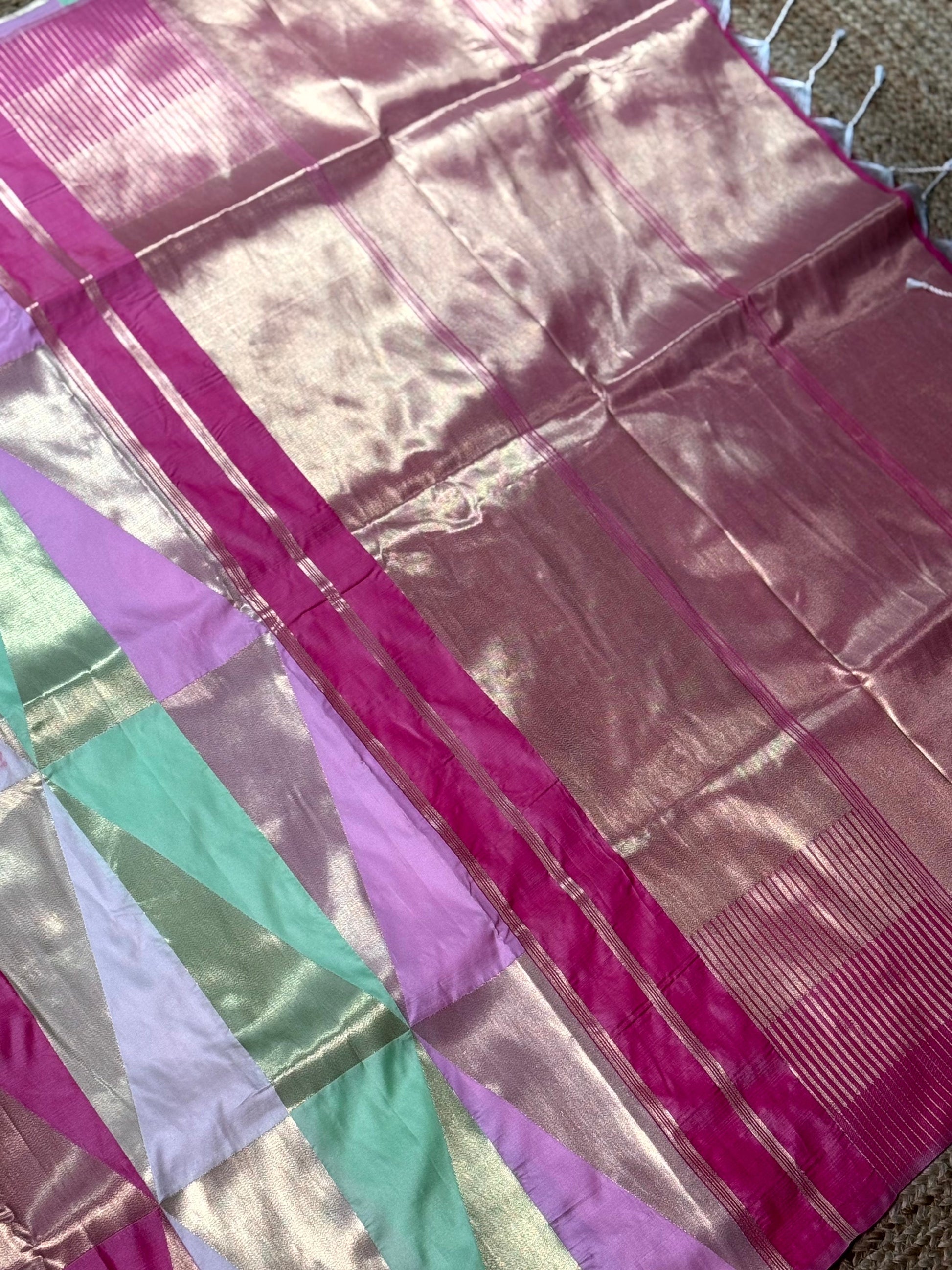 Multicolor Geometric Kanjivaram Saree by My Store