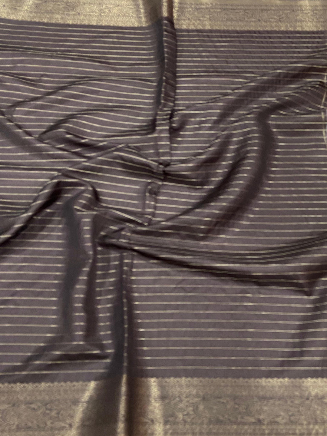 Brown Soft Silk Gold Zari Kalamkari Chex Saree