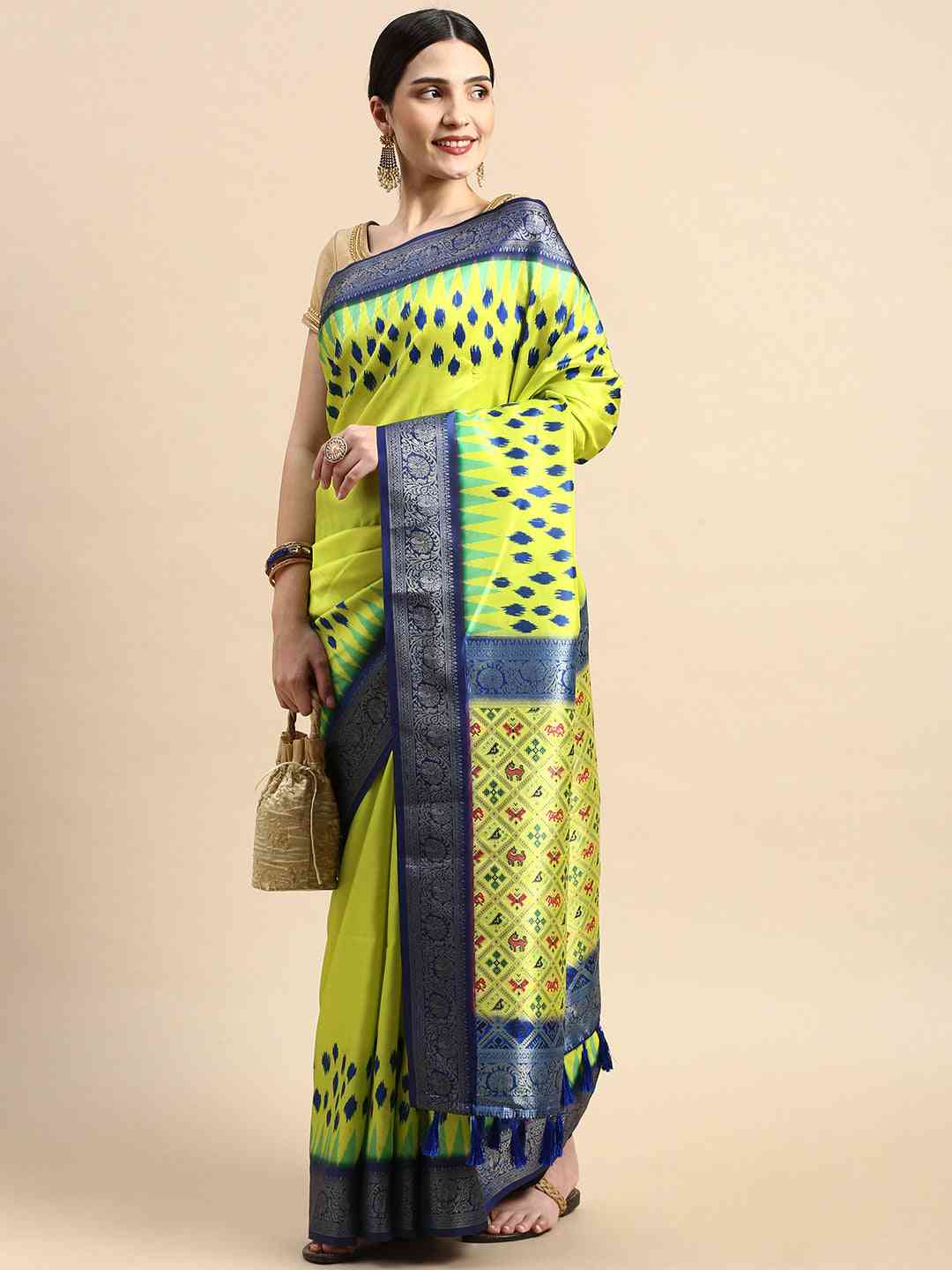 Exclusive Ikkat Digital Print With Patola Pallu Soft Silk Saree by My Store
