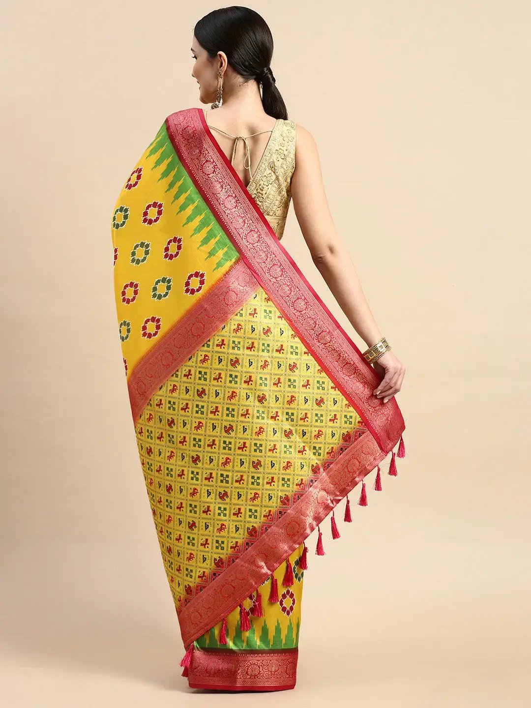 Exclusive Ikkat Digital Print With Patola Pallu Soft Silk Saree by My Store