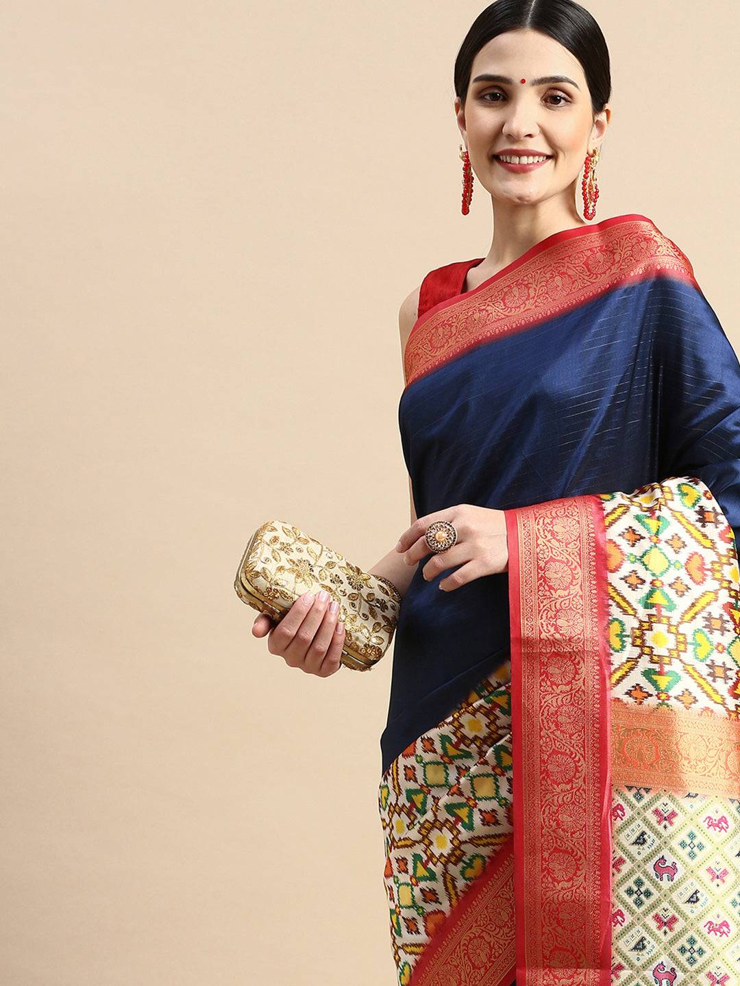 Digital Print Patola Pallu Soft Silk Saree by My Store